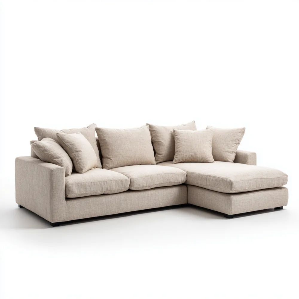 Ecksofa Stoffpolsterung 250x160x85 cm – Beige – Modernes Design