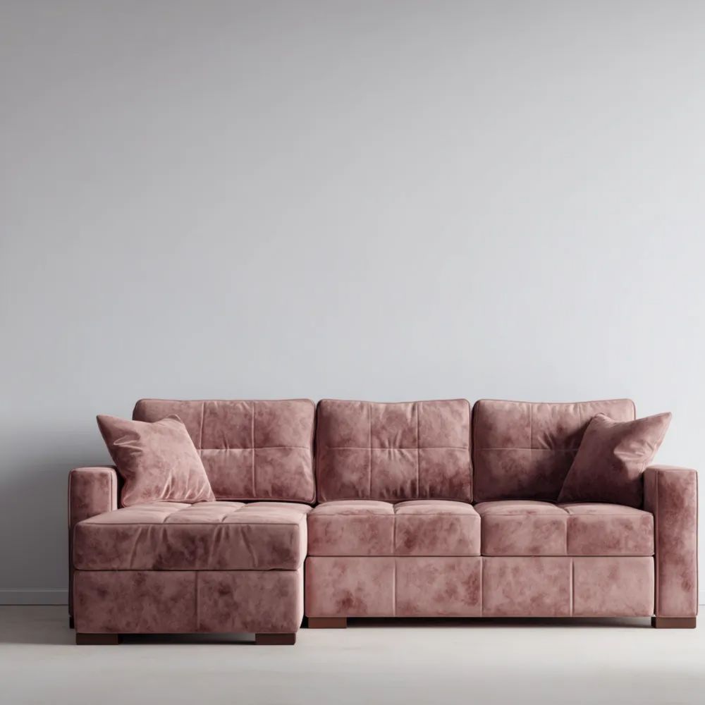 Ecksofa Samtgewebe 250x150x85 cm – Rosa – Modernes Design