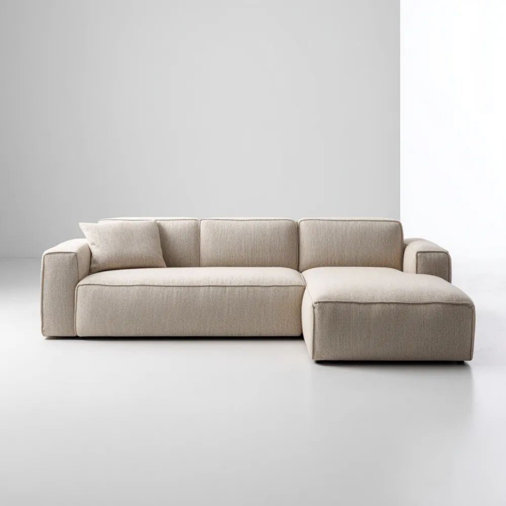 Ecksofa Stoff Beige – 280x160x85 cm – Minimalistisches Design
