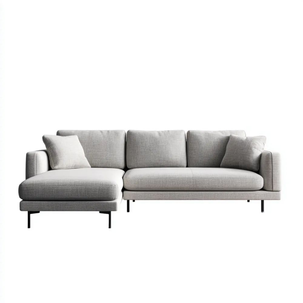 Modernes Ecksofa 250x150x85 cm aus Stoff – Hellgrau