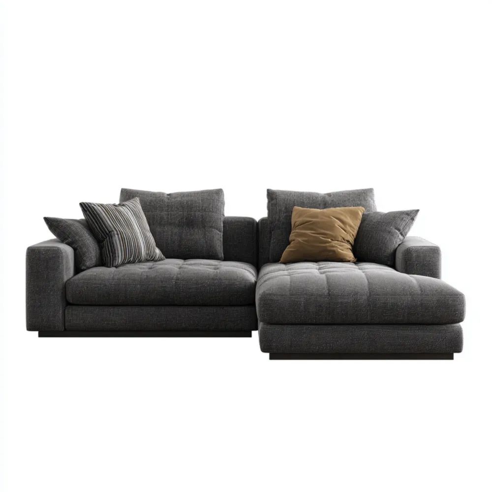 Ecksofa Stoff 250x150x90 cm – Dunkelgrau – Modernes Design