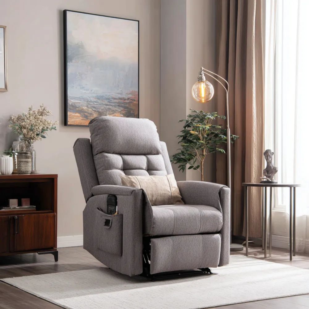 Relaxsessel Stoff 90x95x100 cm – Hellgrau – Ergonomisches Design