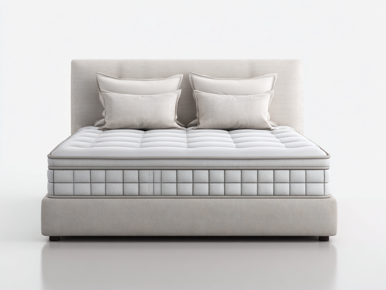 Lit double rembourré en tissu pour chambre 210x170x110 cm - beige - design contemporain-Casagethut