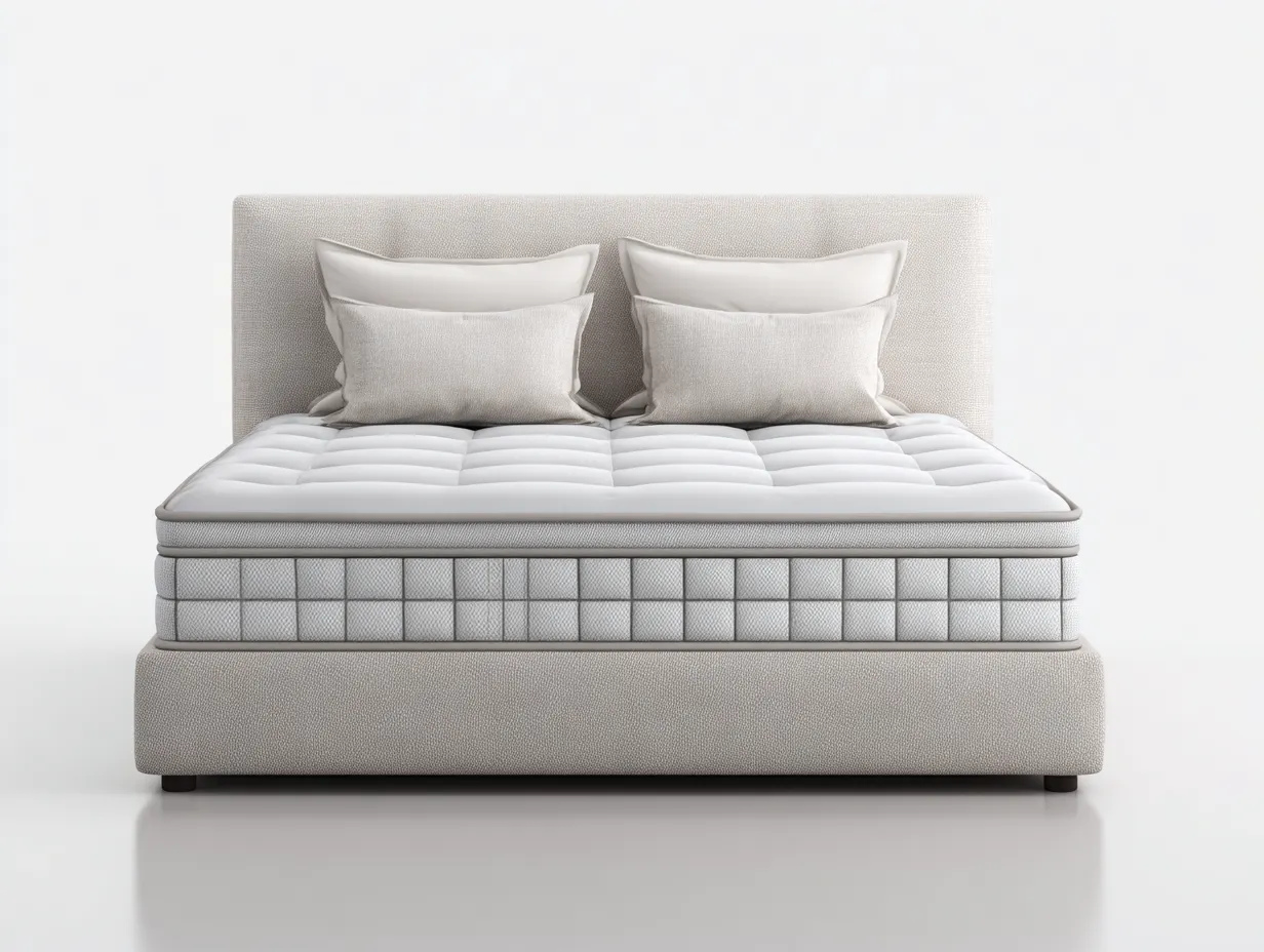 Lit double rembourré en tissu pour chambre 210x170x110 cm - beige - design contemporain-Casagethut