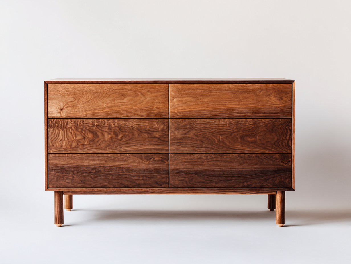 Commode en bois massif 160x45x80 cm avec 6 tiroirs - bois foncé - style contemporain-Casagethut