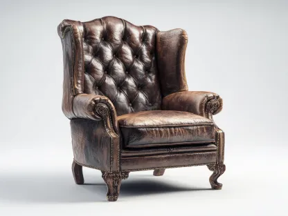 Fauteuil à oreilles en similicuir 85x90x105 cm - usage intérieur - marron - style classique-Casagethut