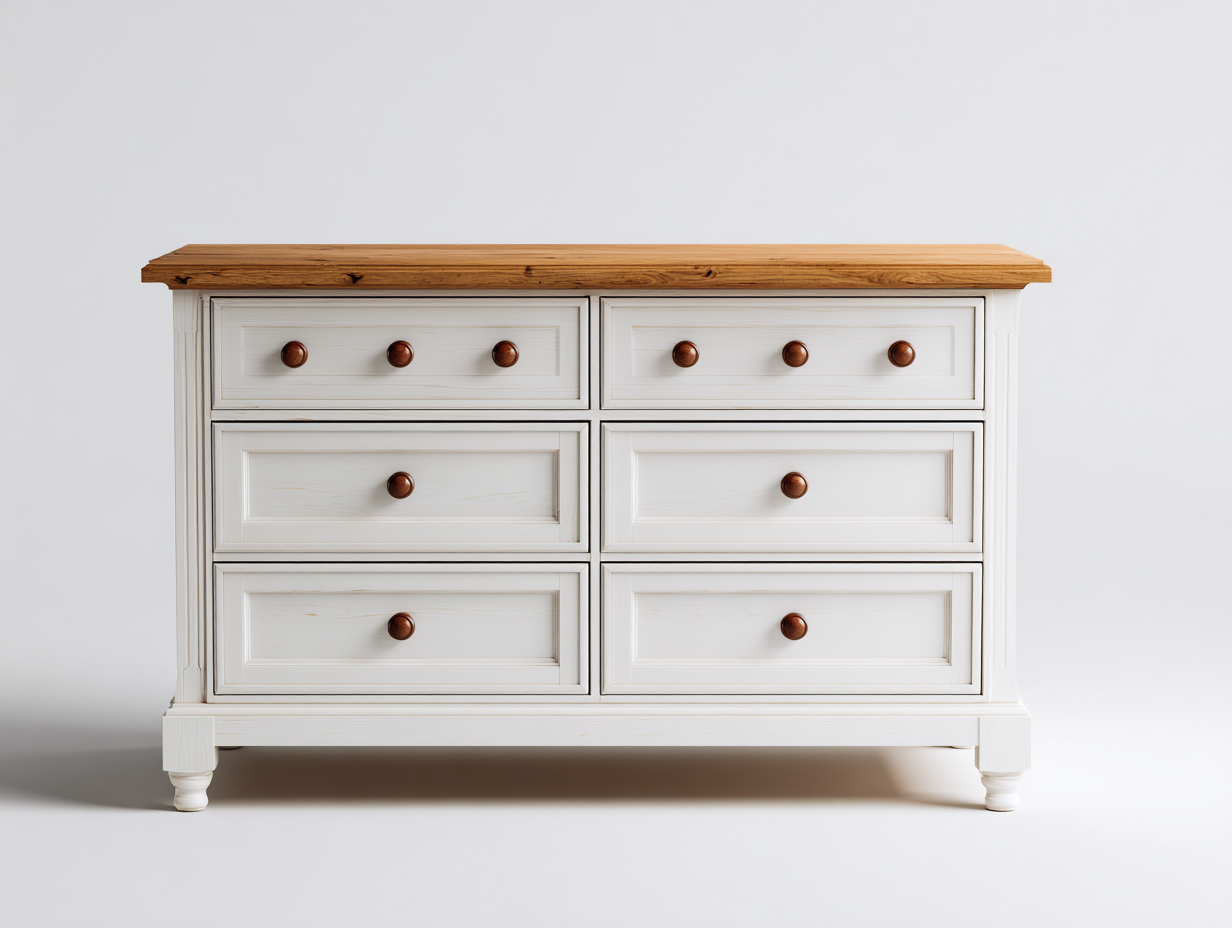 Commode en bois 120x45x85 cm - usage intérieur - blanc - design classique-Casagethut