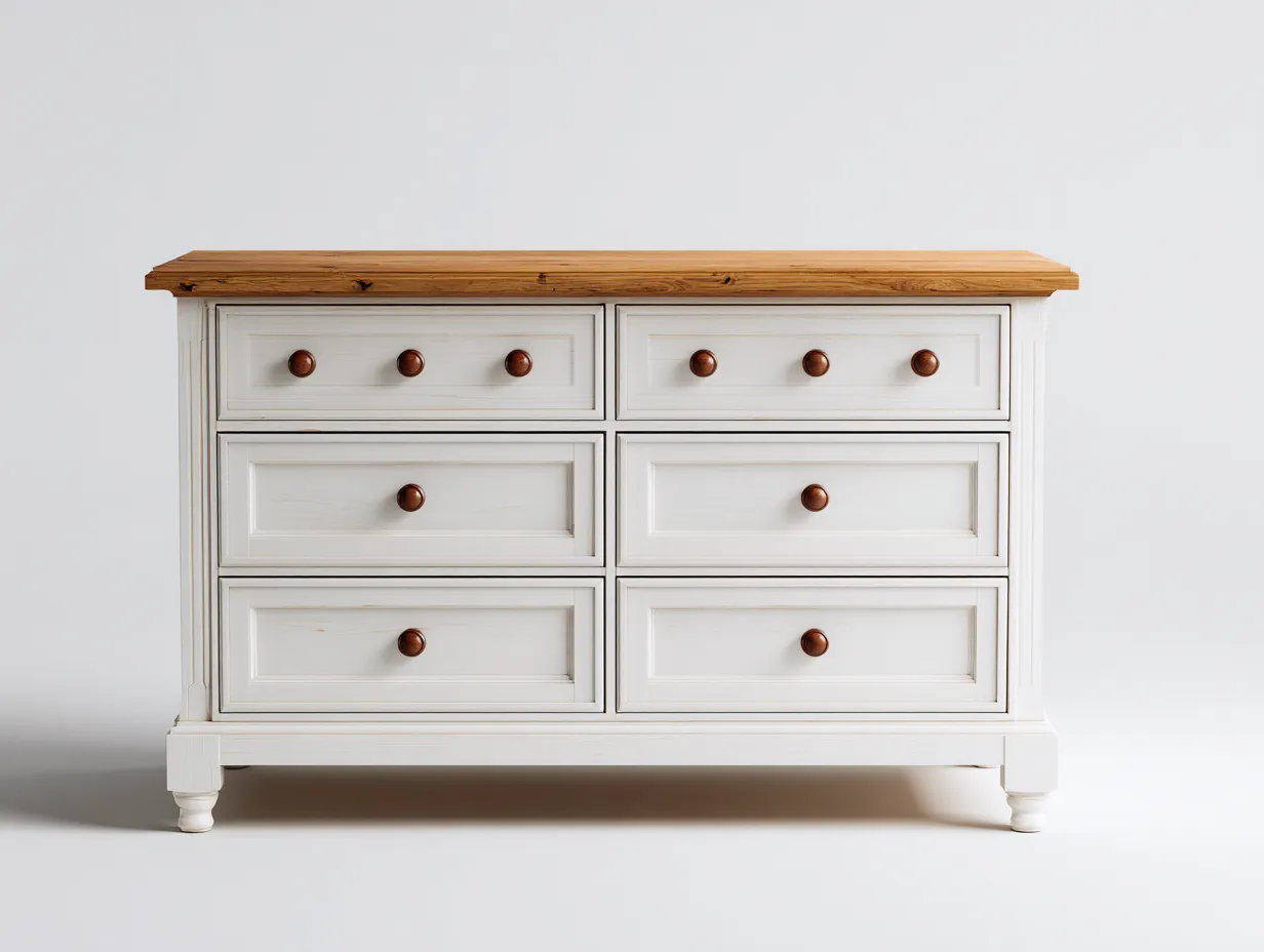 Commode en bois 120x45x85 cm - usage intérieur - blanc - design classique-Casagethut