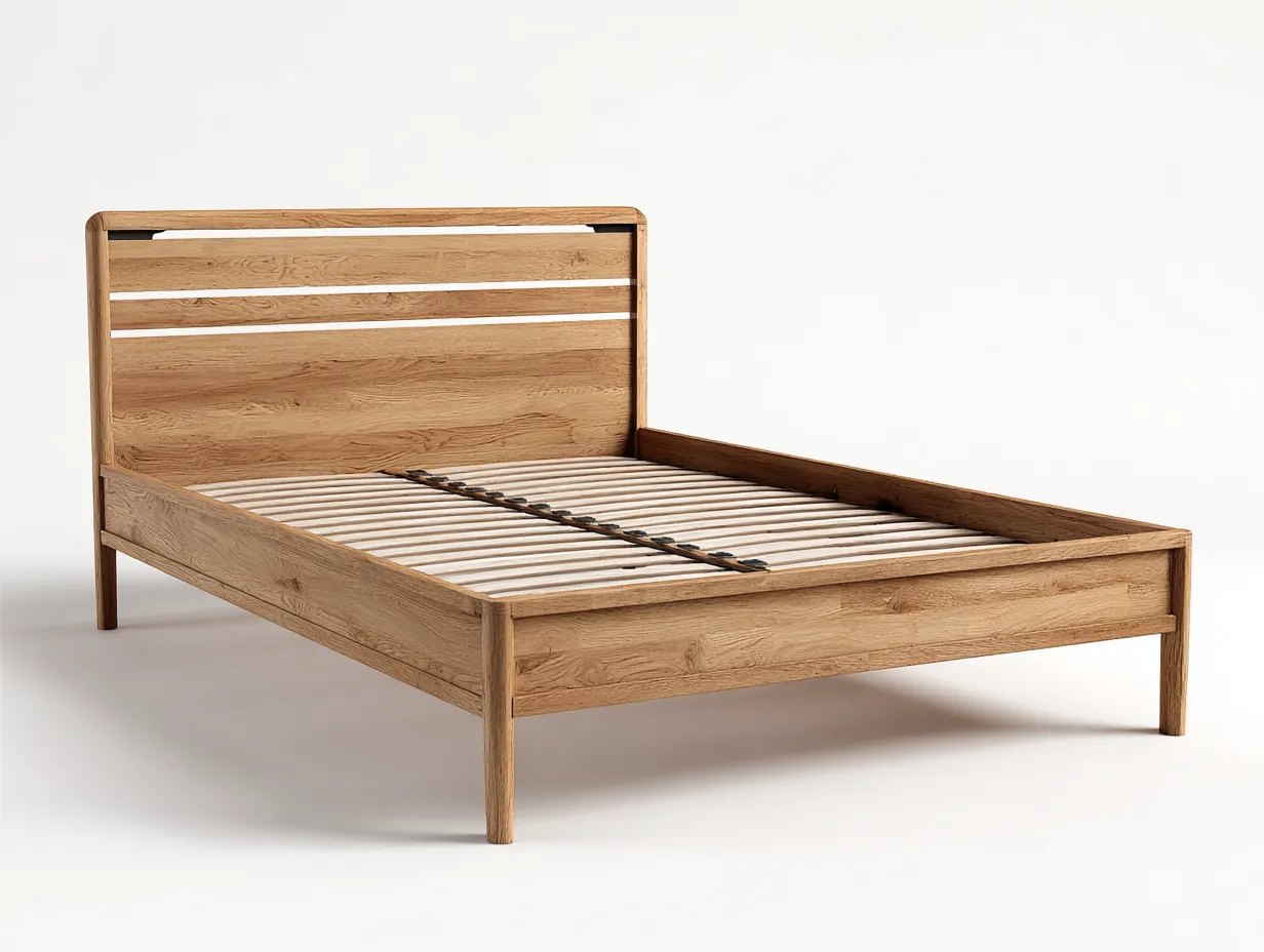 Lit double en bois 200x160x95 cm - usage intérieur - marron - design naturel-Casagethut