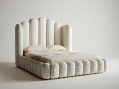 Lit double rembourré en tissu pour chambre 210x180x115 cm - beige - design contemporain-Casagethut