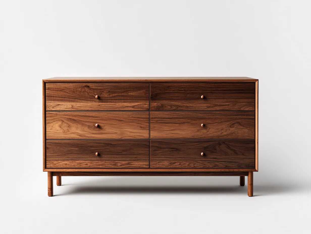 Commode 6 tiroirs en bois 150x45x80 cm - Marron - style moderne épuré-Casagethut