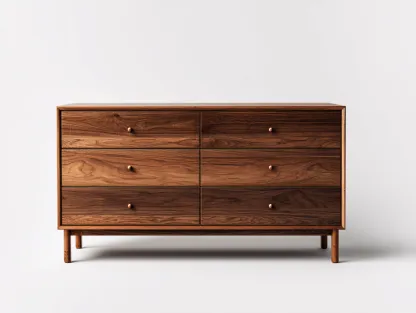 Commode 6 tiroirs en bois 150x45x80 cm - Marron - style moderne épuré-Casagethut