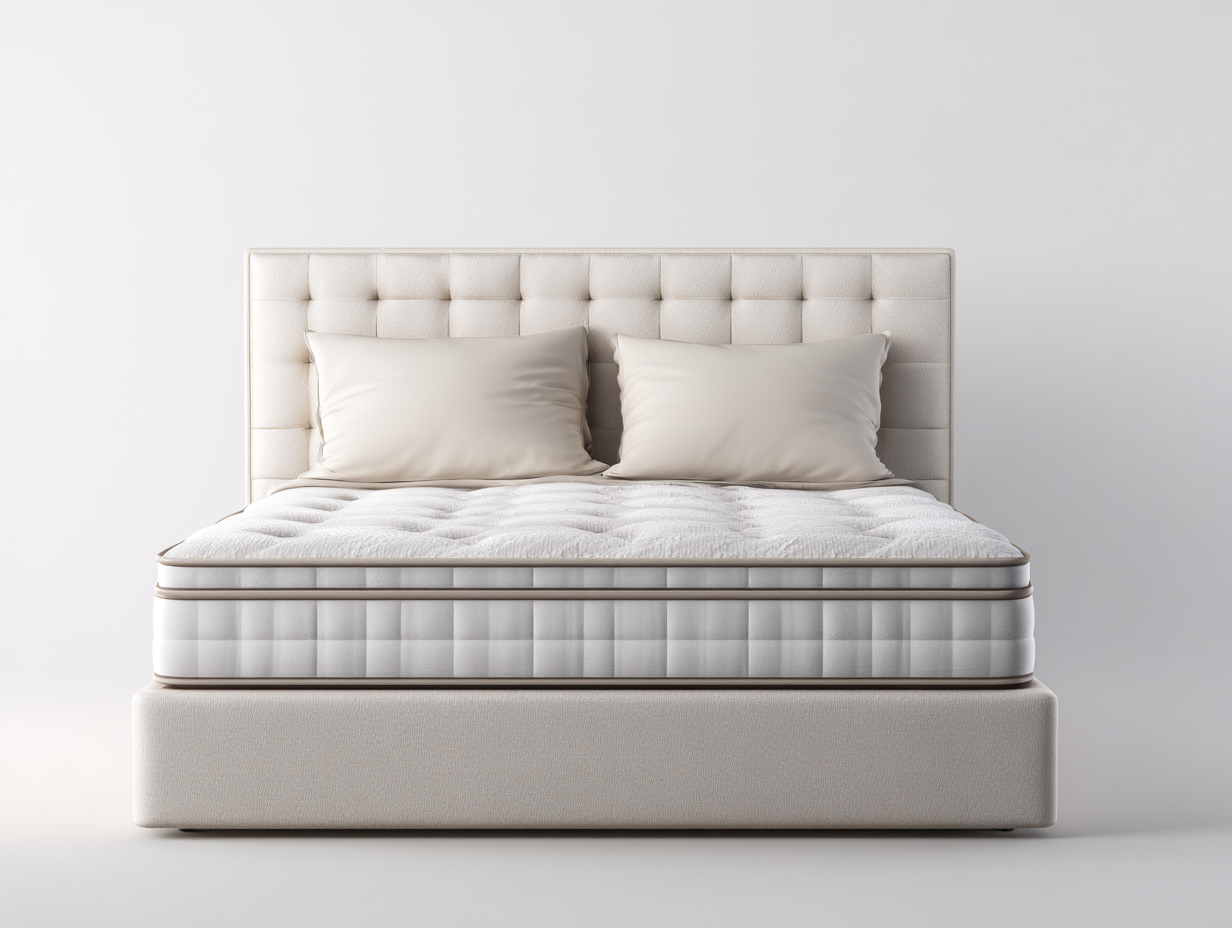 Lit double rembourré en tissu 200x160x110 cm - Beige - style contemporain confortable-Casagethut