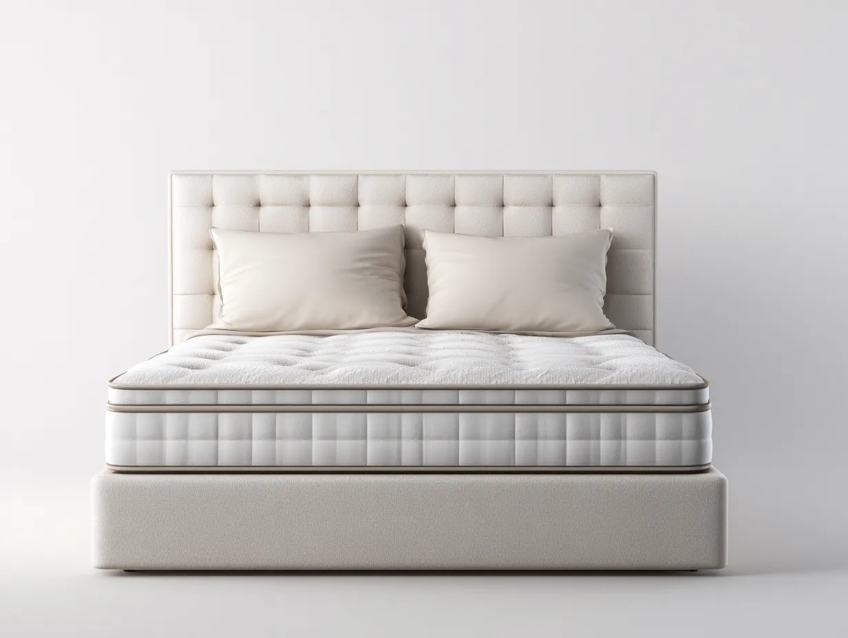 Lit double rembourré en tissu 200x160x110 cm - Beige - style contemporain confortable-Casagethut