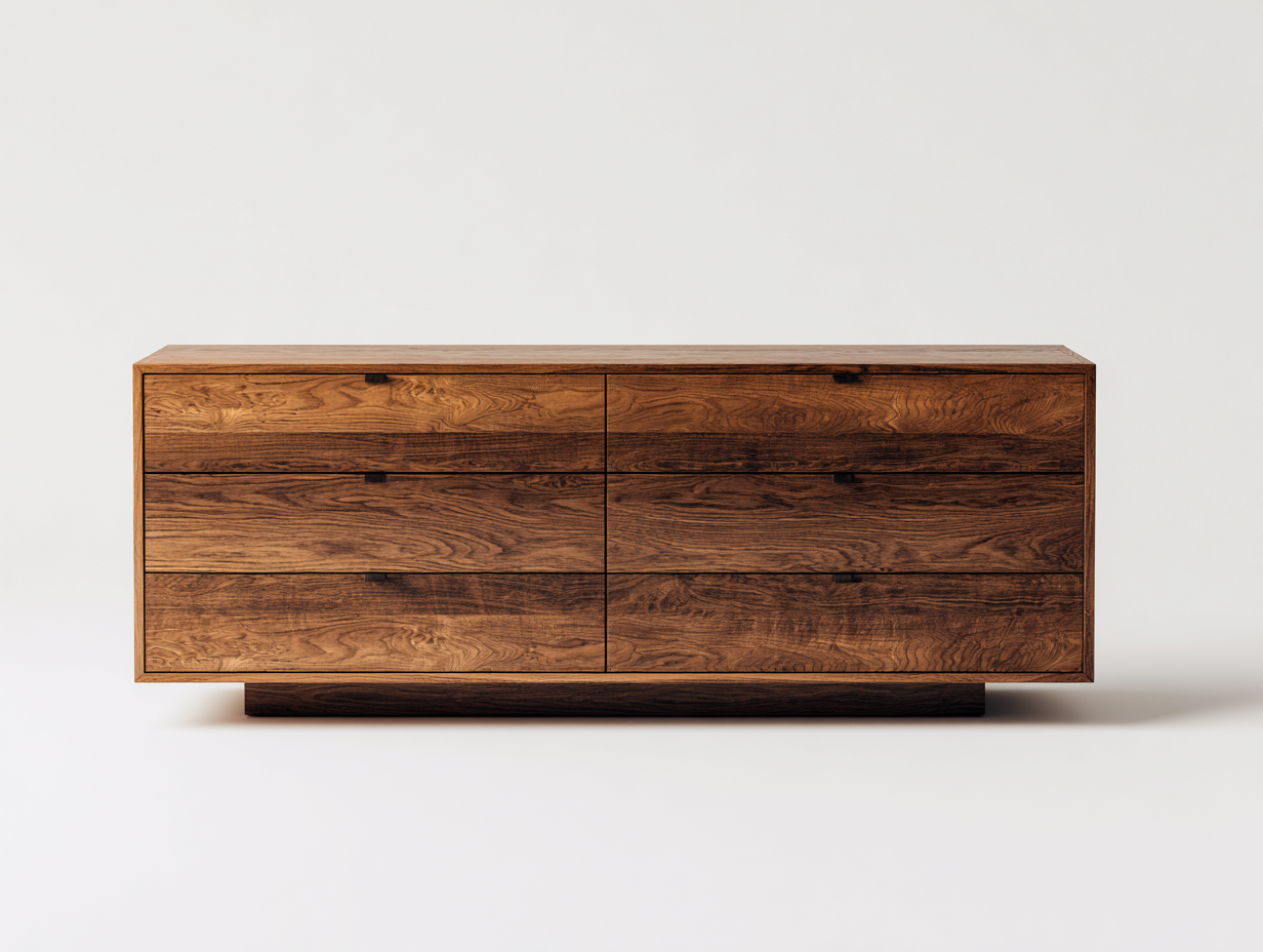 Commode en bois massif 180x45x80 cm avec 6 tiroirs - bois naturel - style contemporain-Casagethut