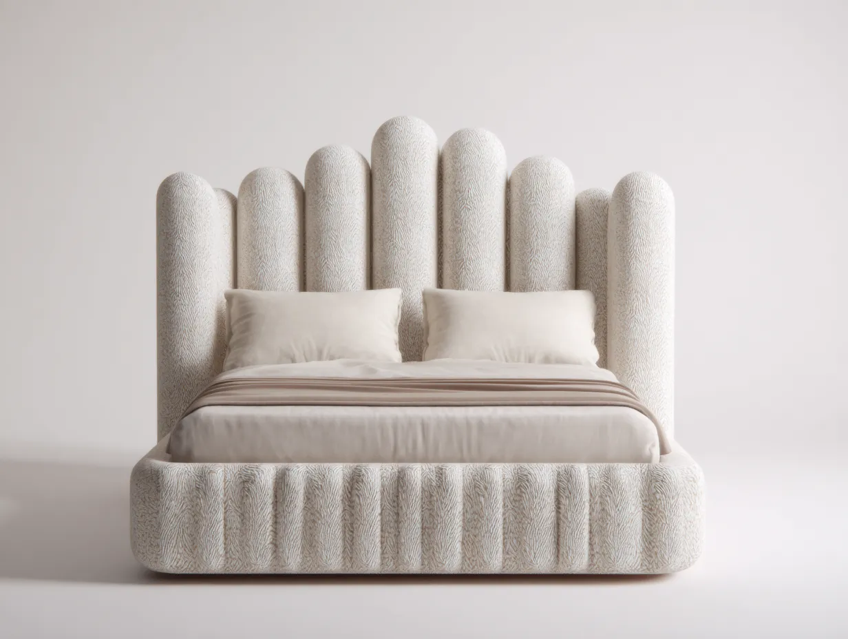 Lit double rembourré en tissu 200x160x120 cm - Beige - design contemporain élégant-Casagethut