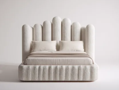 Lit double rembourré en tissu 200x160x120 cm - Beige - design contemporain élégant-Casagethut