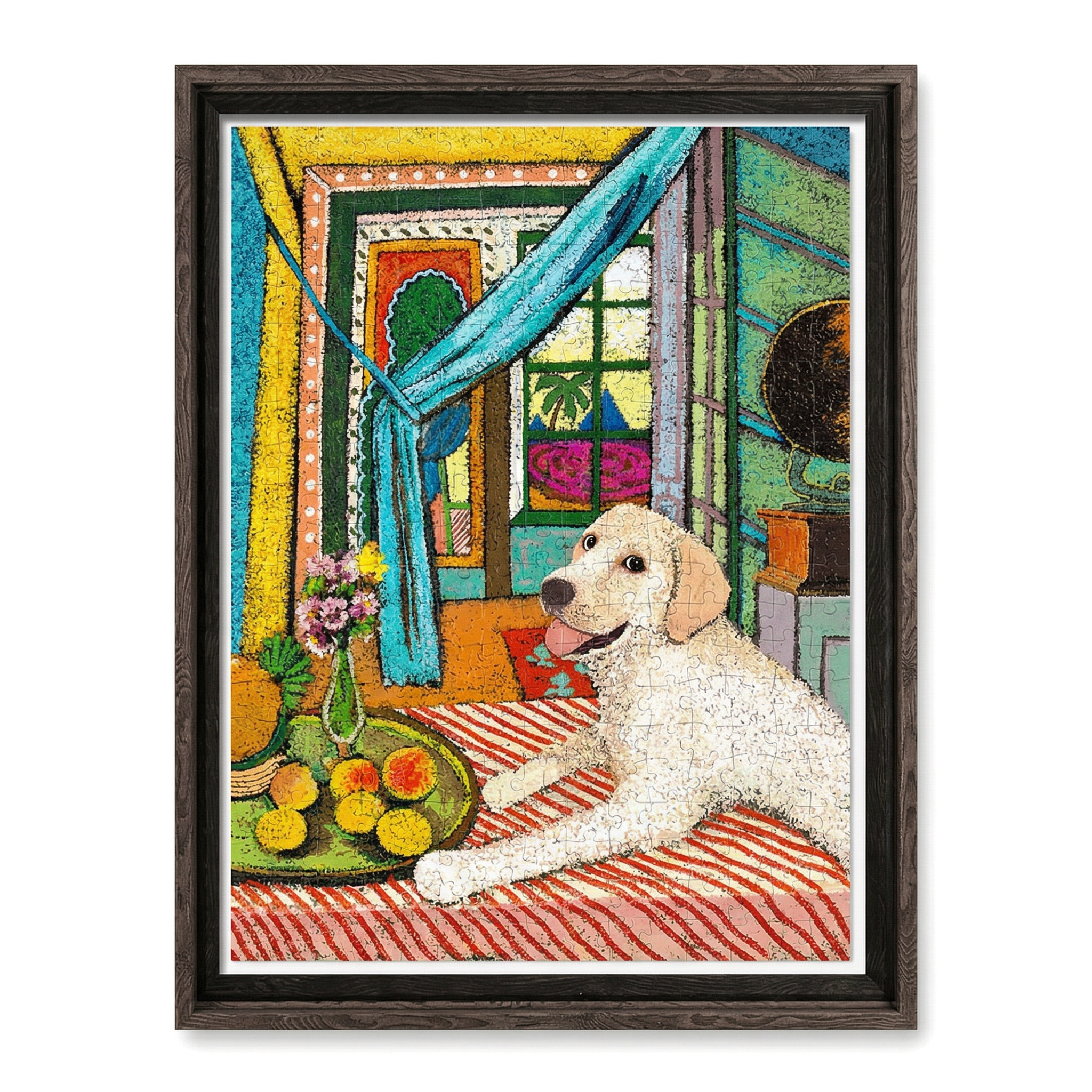 Adorable Puppy Modern Minimalist Oil Painting Style Hanging Puzzle 1200PCS 