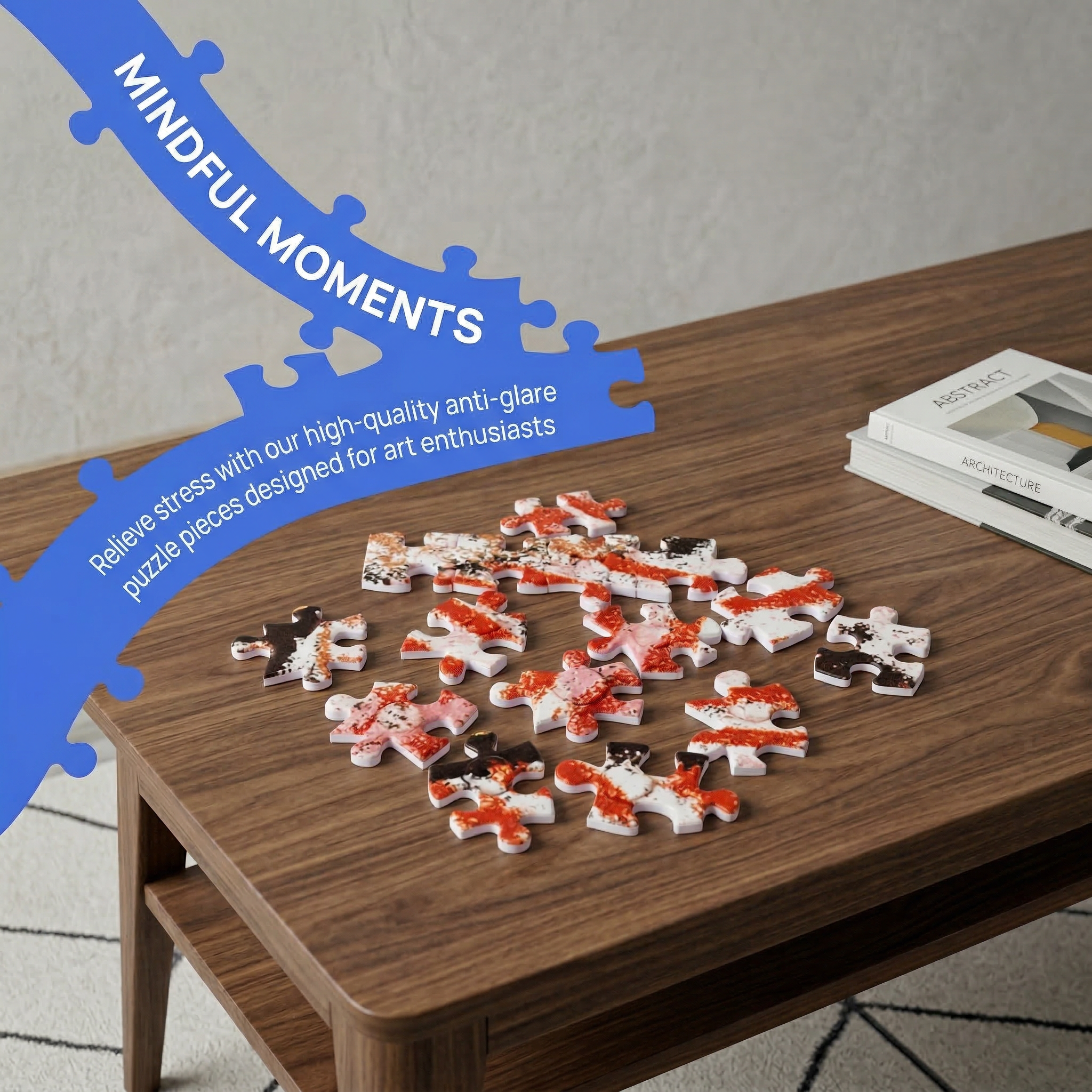 Adorable Puppy Modern Minimalist Oil Painting Style Hanging Puzzle 1200PCS 