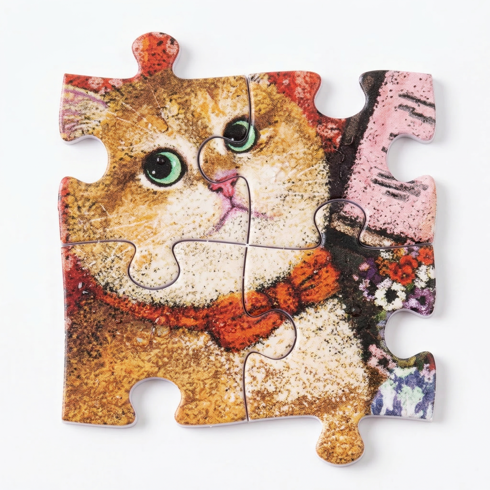 Art painting of cats, decorative painting, playing the piano, jigsaw puzzle-500 pieces