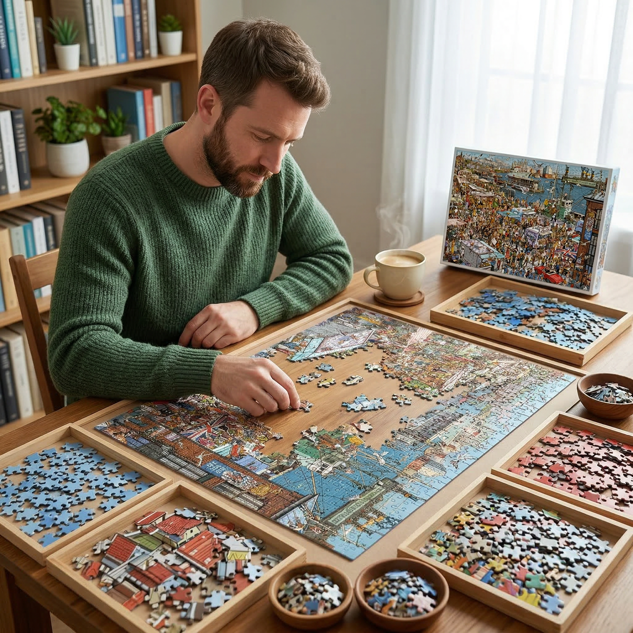 Busy Harbor Market Puzzle for Intelligence and Entertainment - 2000 Pieces 