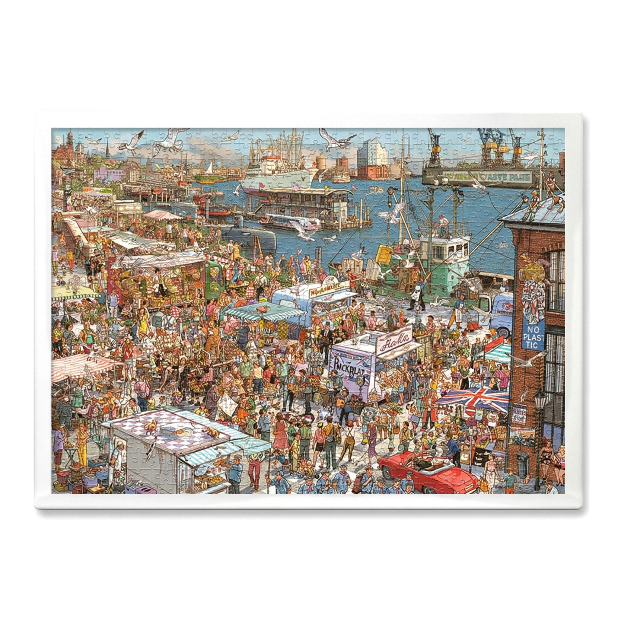 Busy Harbor Market Puzzle for Intelligence and Entertainment - 2000 Pieces 