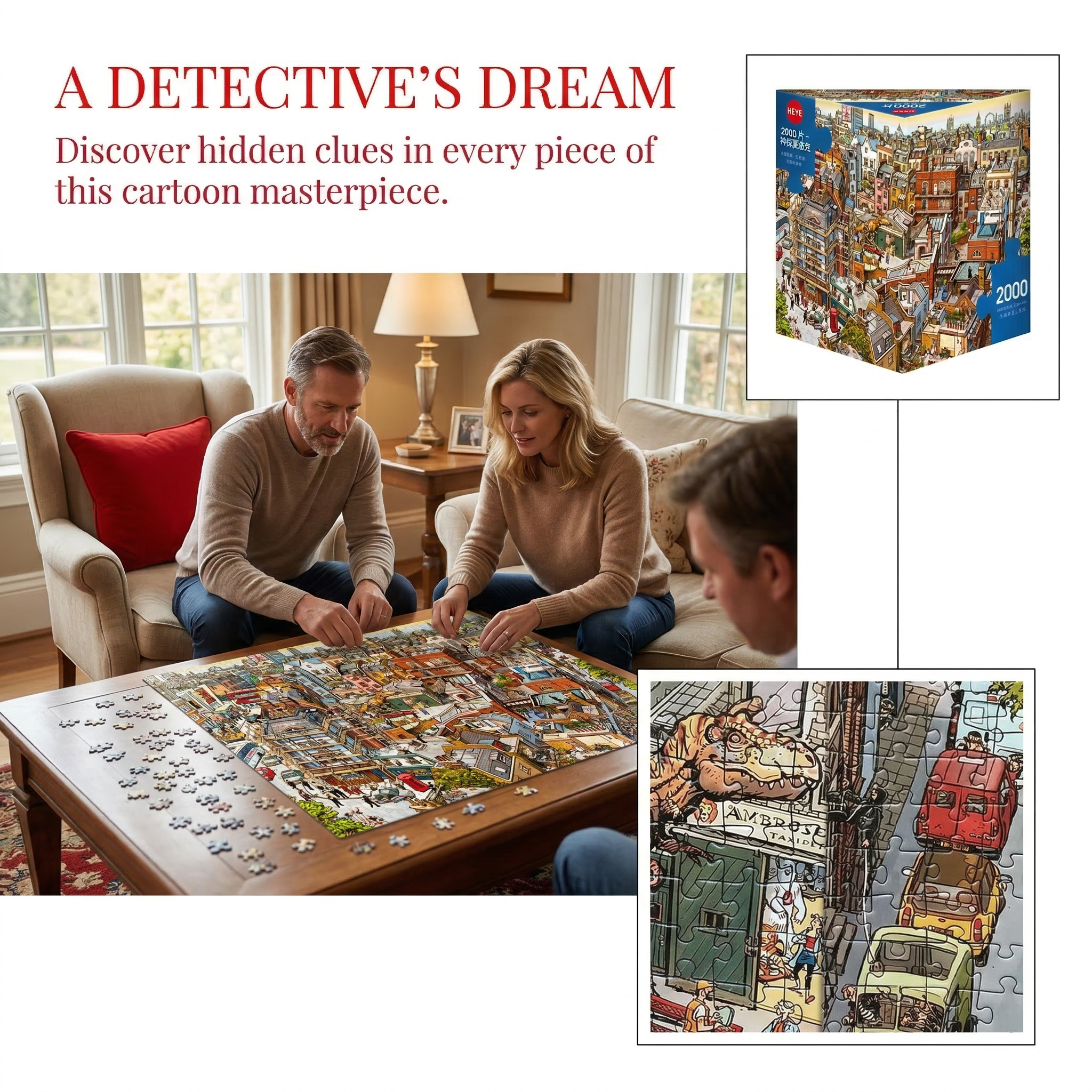 "Sherlock Holmes Detective" Art Puzzle - 2000 Pieces - Fun and Stress Relief for Children and Adults