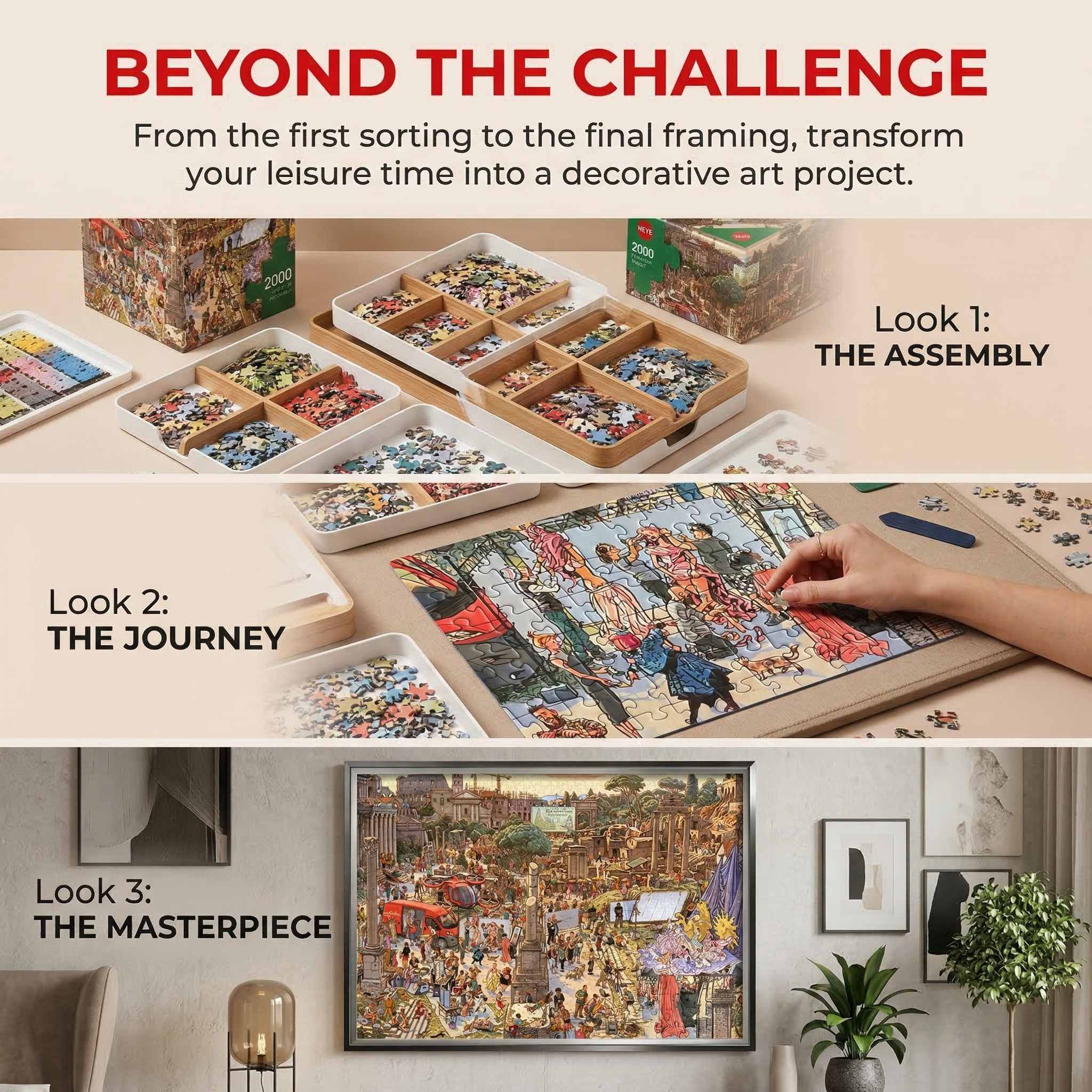 The "Fashion Shooting Set" art puzzle consists of 2000 pieces. It is suitable for adults and can be used for entertainment and stress relief.
