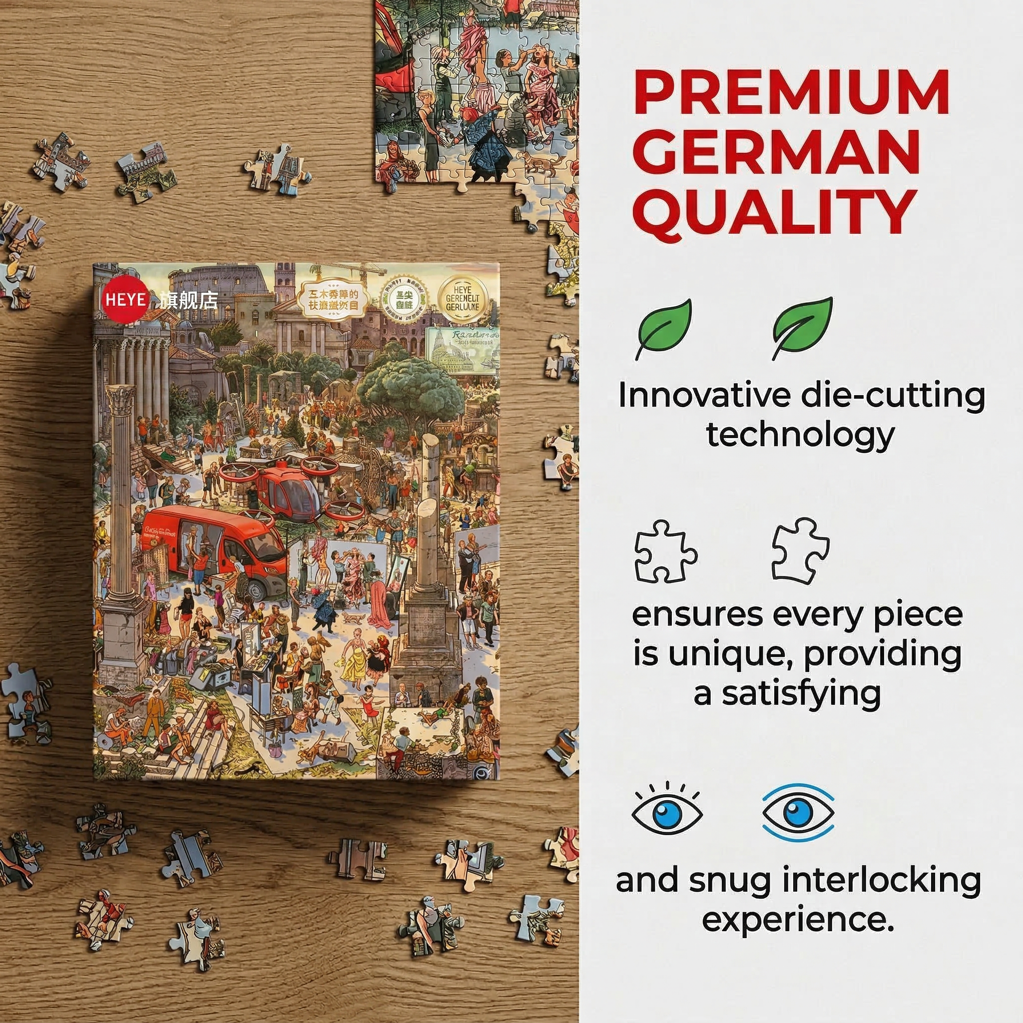 The "Fashion Shooting Set" art puzzle consists of 2000 pieces. It is suitable for adults and can be used for entertainment and stress relief.