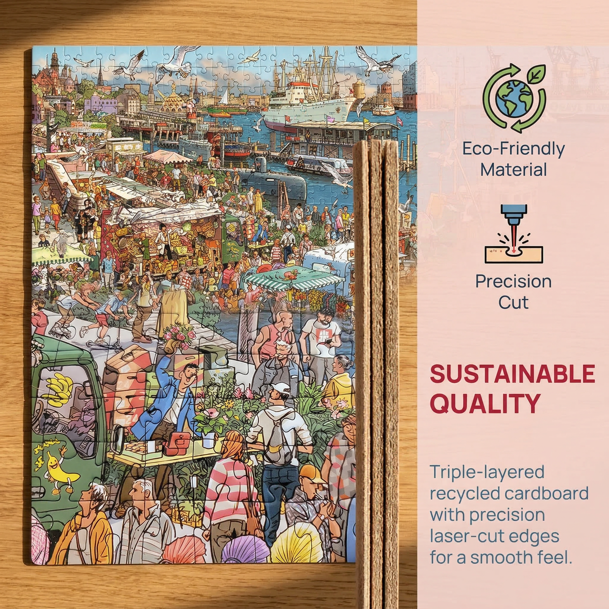 Busy Harbor Market Puzzle for Intelligence and Entertainment - 2000 Pieces 