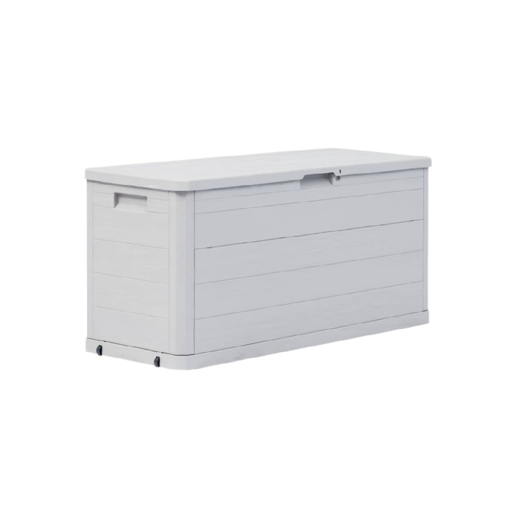 Grand Coffre de Rangement Aspect Bois Blanc - Boîte à Jouets à Lattes avec Roulettes-zonoxspace