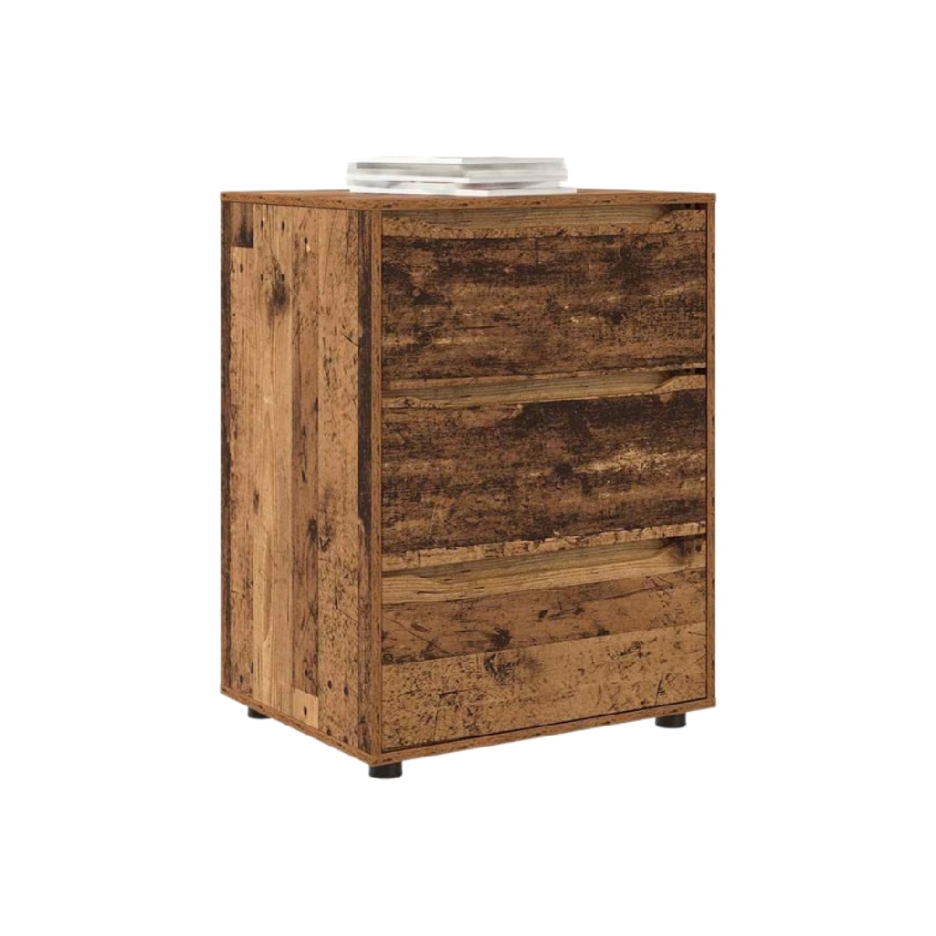 Commode à trois tiroirs en bois vieilli - Meuble de rangement rustique-zonoxspace