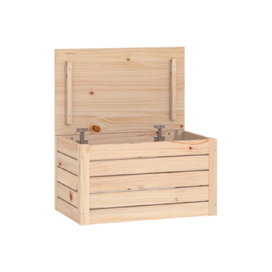 Coffre de rangement en bois de pin naturel-zonelyhome
