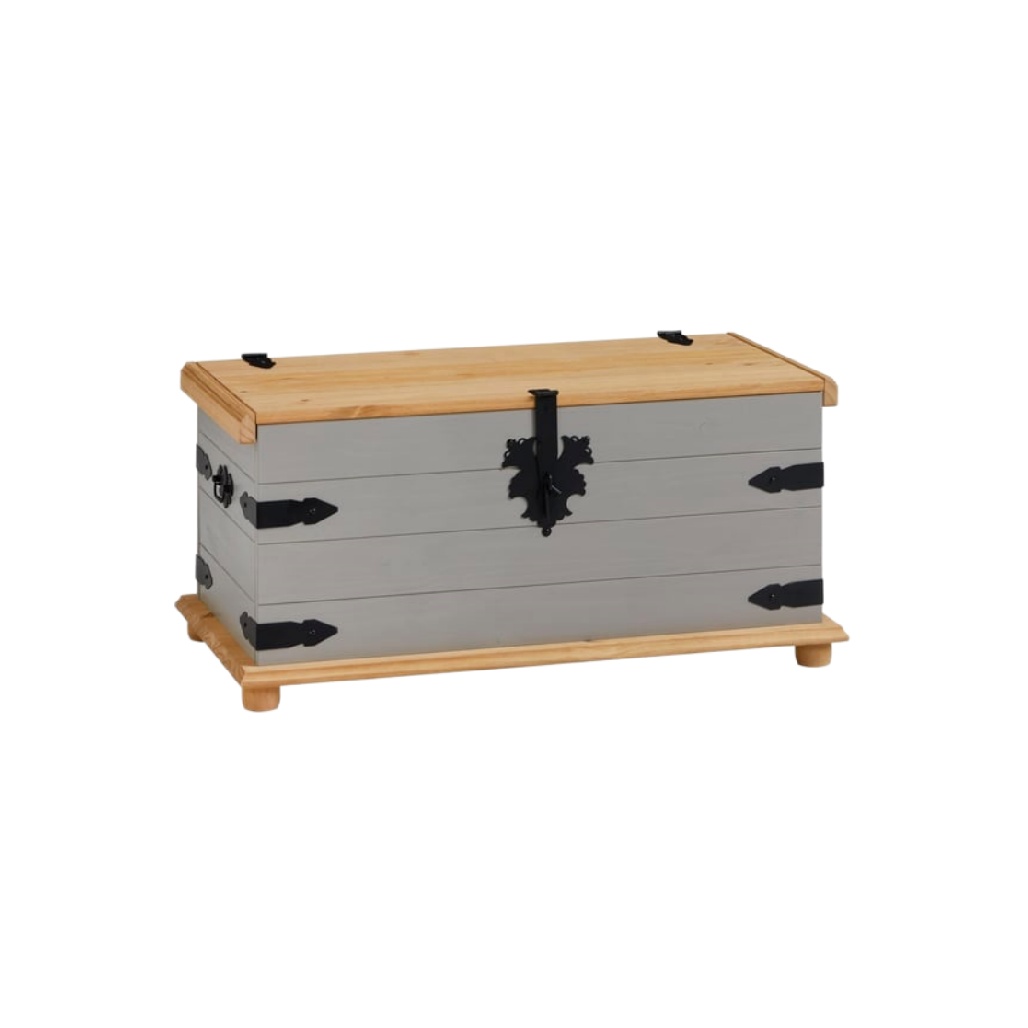 Vintage Two-Tone Storage Chest - Rustic Grey and Natural Wood Toy Box-zonelyhome