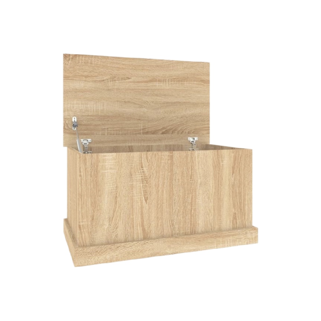 Large Natural Wood Finish Chest - Spacious Storage Box with Hinged Lid-zonelyhome