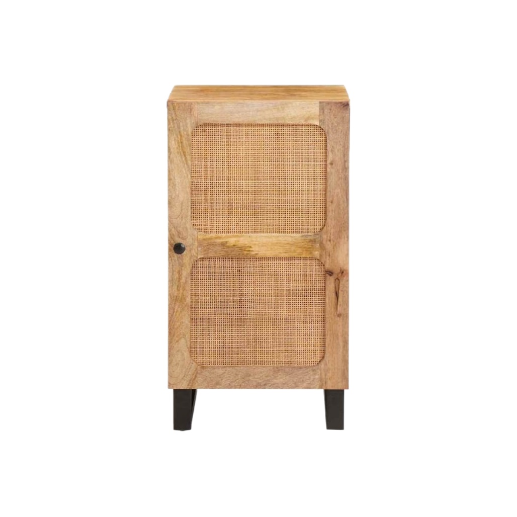 Table de chevet en bois avec rotin - Style Boho - 40 cm-zonelyhome