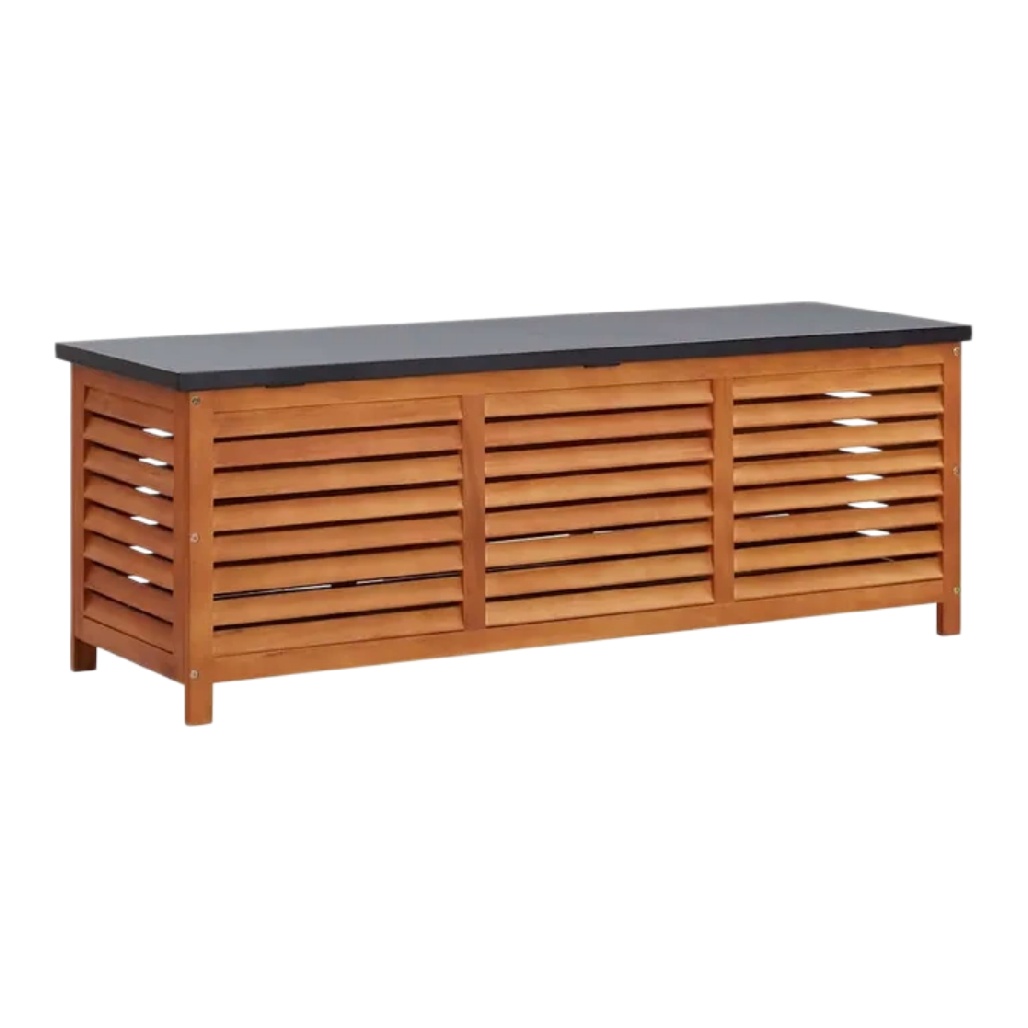 Coffre de rangement de jardin en teck - Banc et table d'appoint-briohabitat