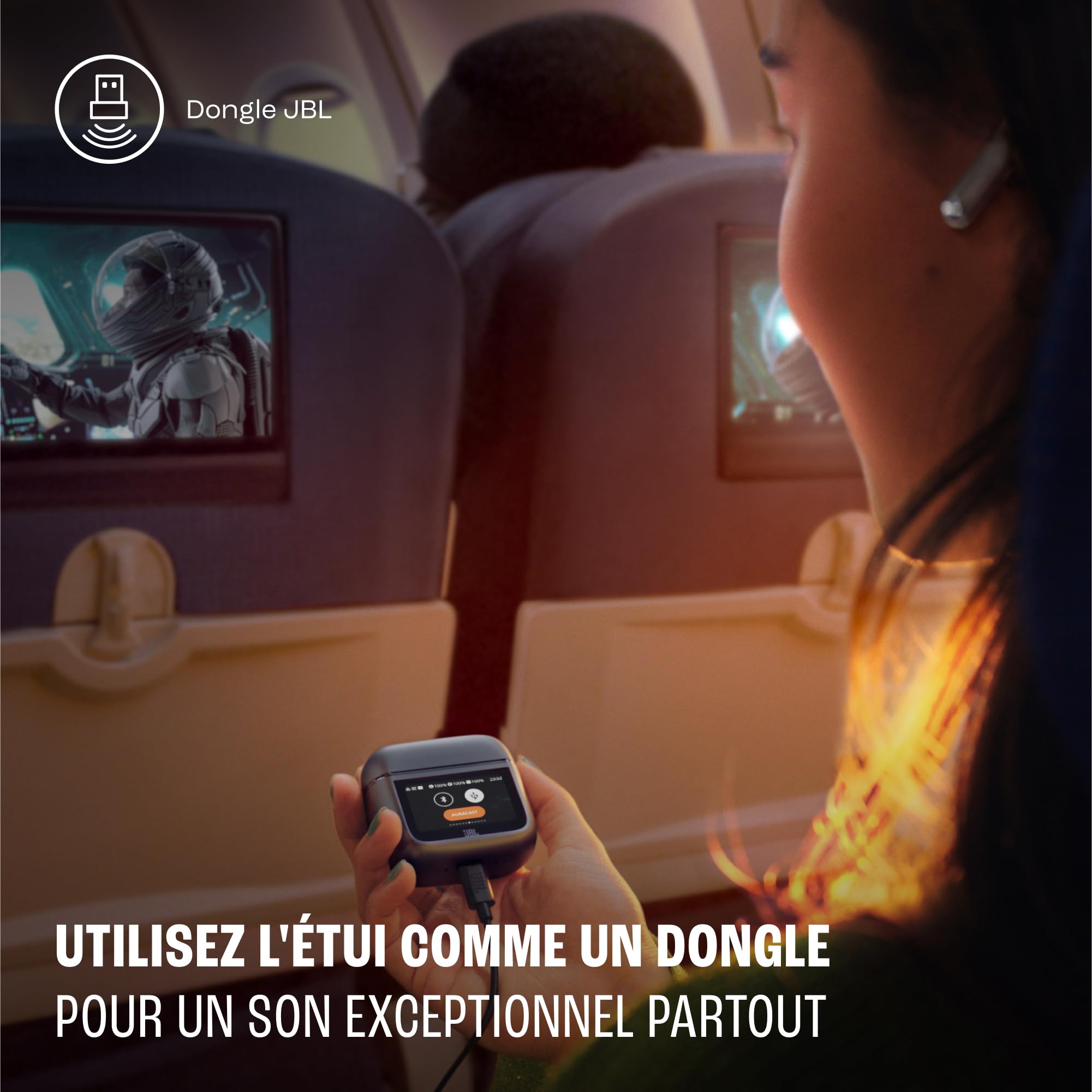 JBL Tour Pro 3, Écouteurs sans Fil, étui Intelligent de Recharge, 40h d'autonomie, avec Réduction de Bruit Adaptative, Bluetooth, Son Spatial 360, Marron