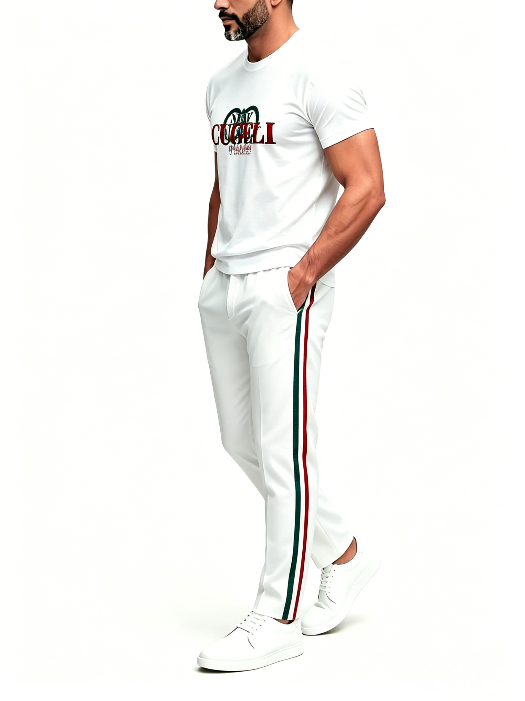 Short Sleeve T-Shirt & Pants Set Luxury Inspired Print Breathable Lightweight 2-Piece Outfit S-5XL