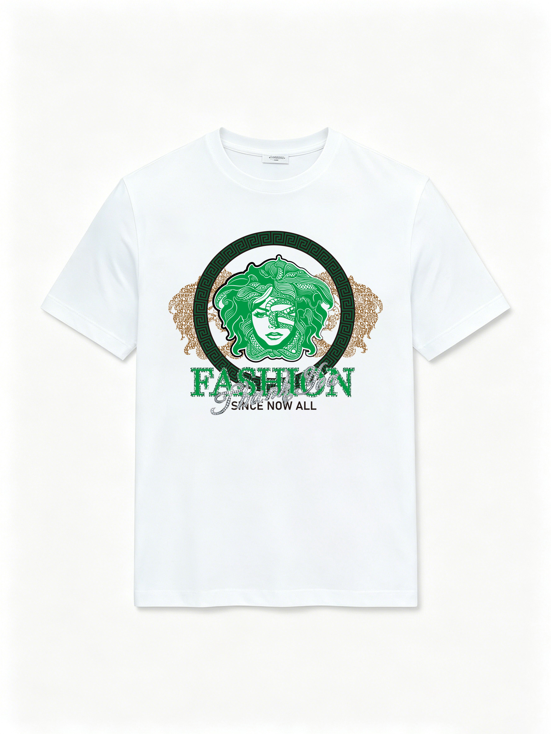 Crew Neck Tee & Long Pants Set High Street Fashion Luxury Brand Print Casual Tracksuit Plus Size