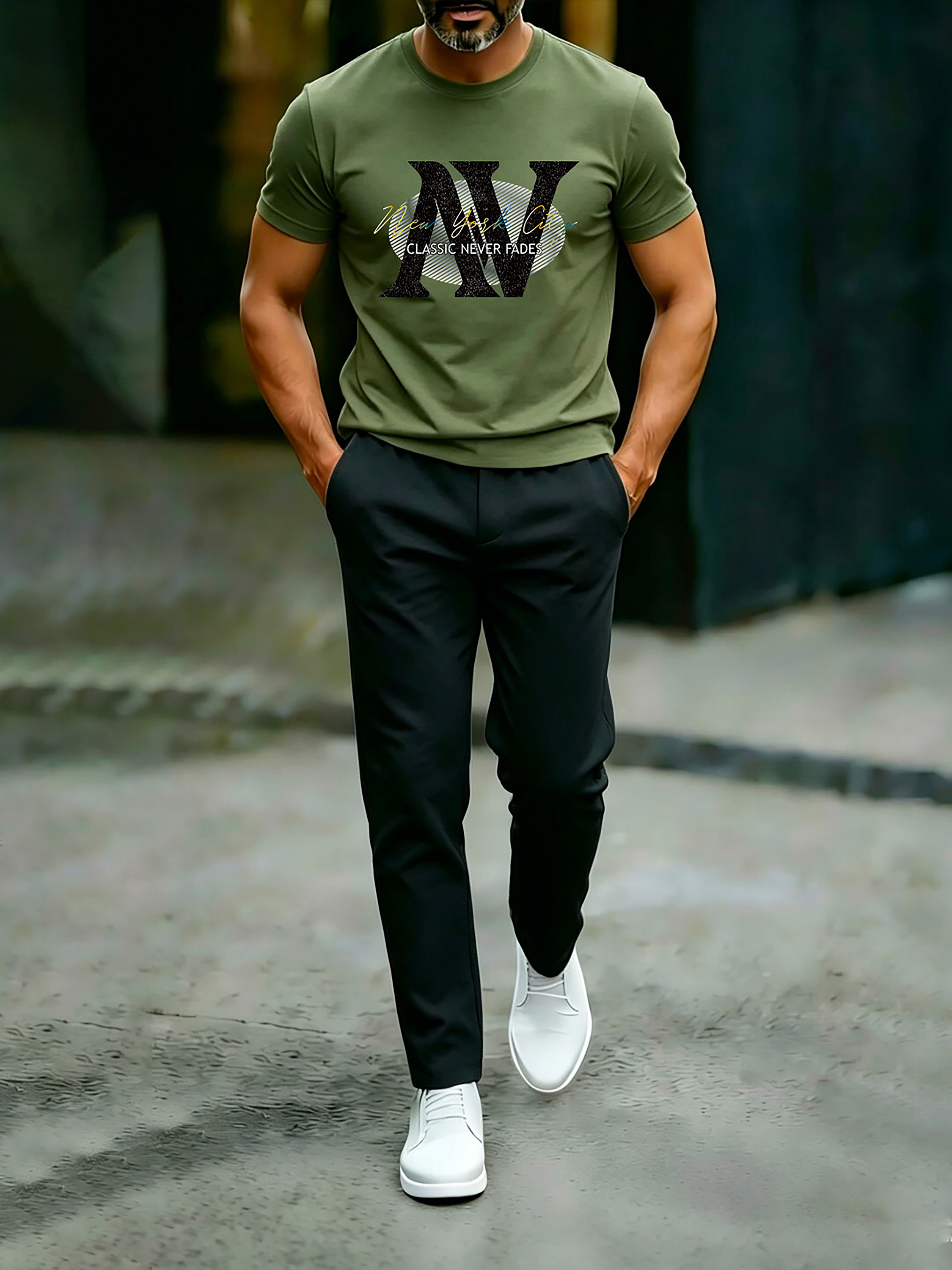 Short Sleeve T-Shirt & Pants Set Luxury Inspired Print Breathable Lightweight 2-Piece Outfit S-5XL