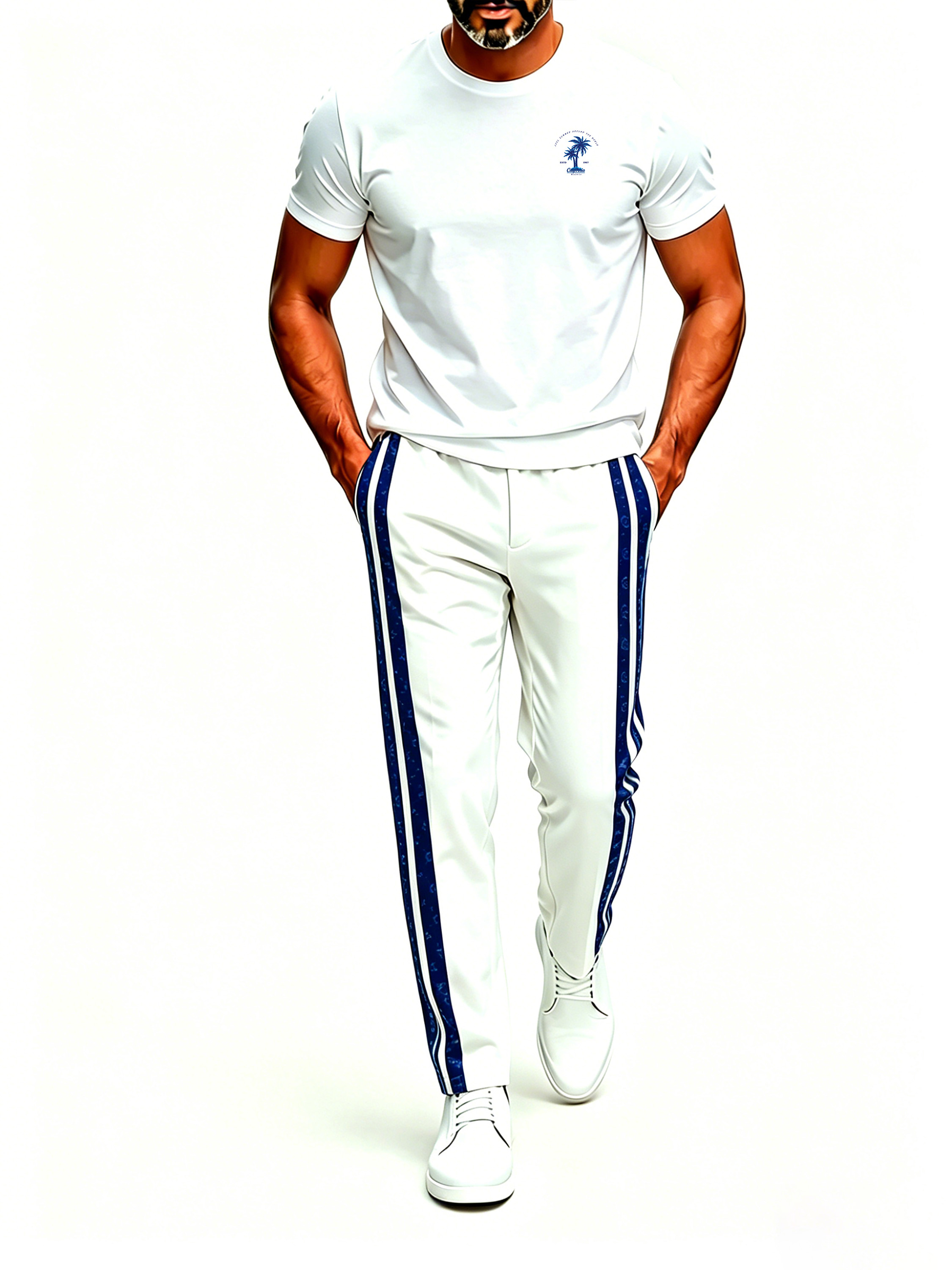 Short Sleeve T-Shirt & Pants Set Luxury Inspired Print Breathable Lightweight 2-Piece Outfit S-5XL