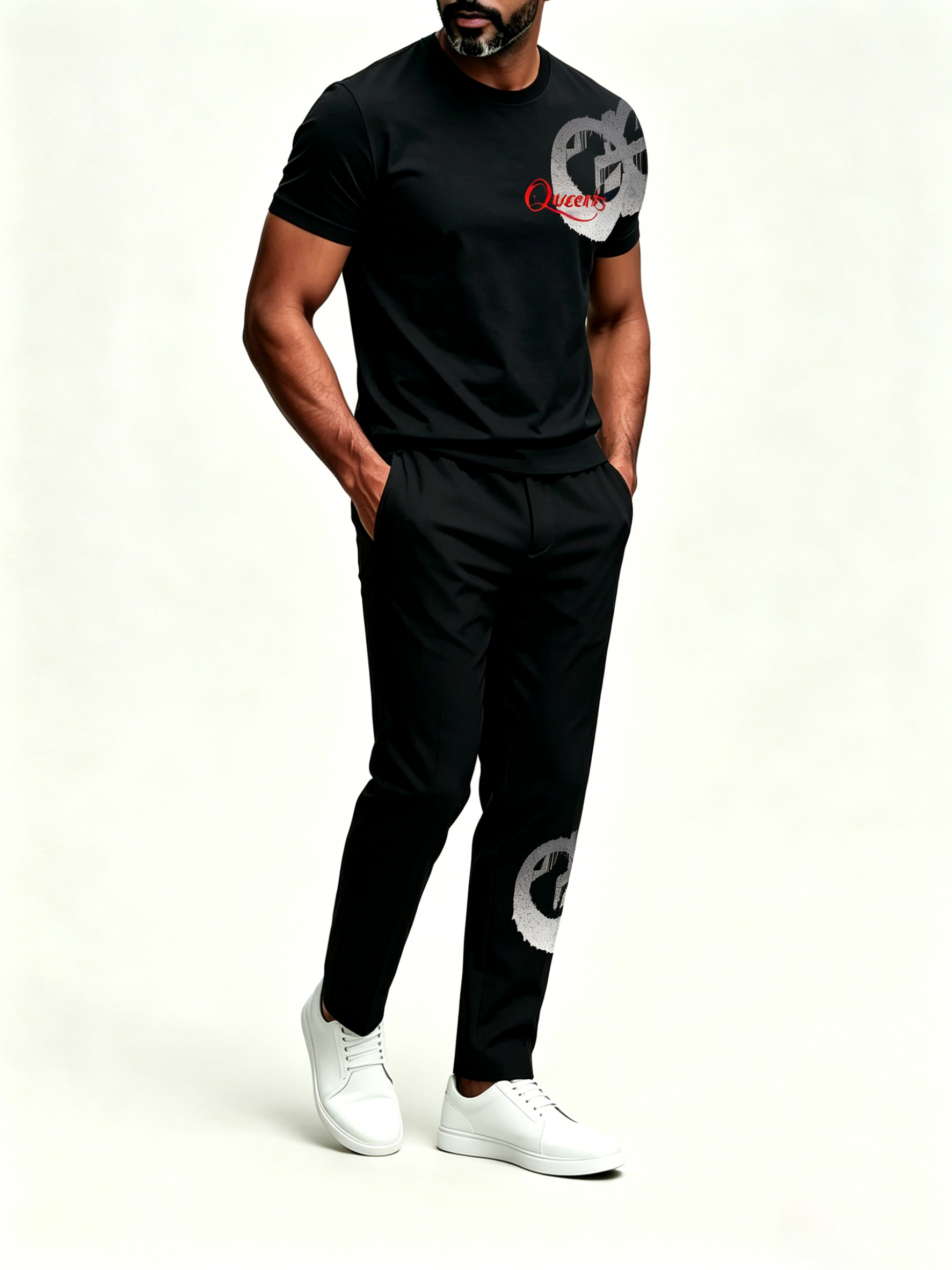 Short Sleeve T-Shirt & Pants Set Luxury Inspired Print Breathable Lightweight 2-Piece Outfit S-5XL