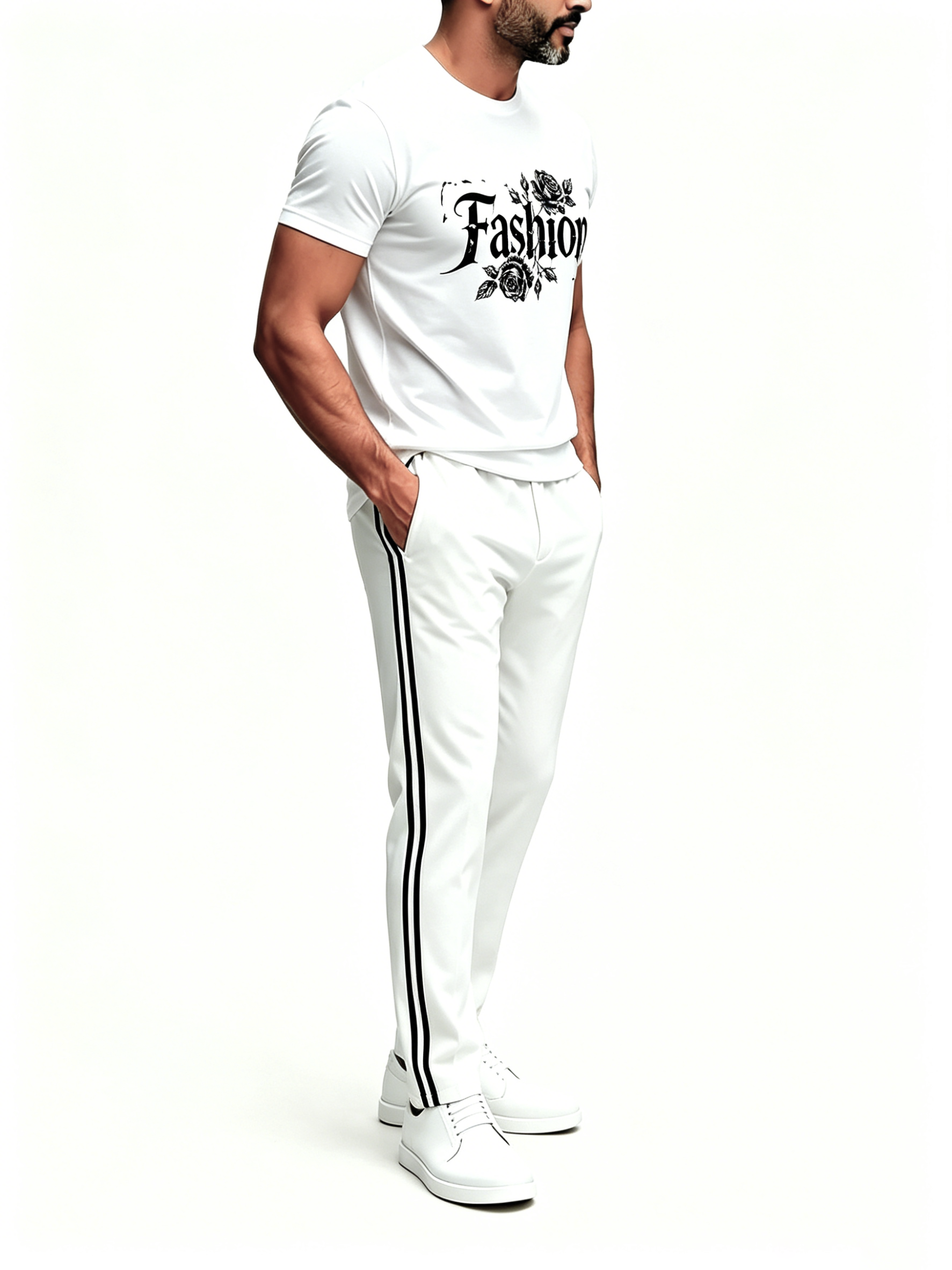 Short Sleeve T-Shirt & Pants Set Luxury Inspired Print Breathable Lightweight 2-Piece Outfit S-5XL