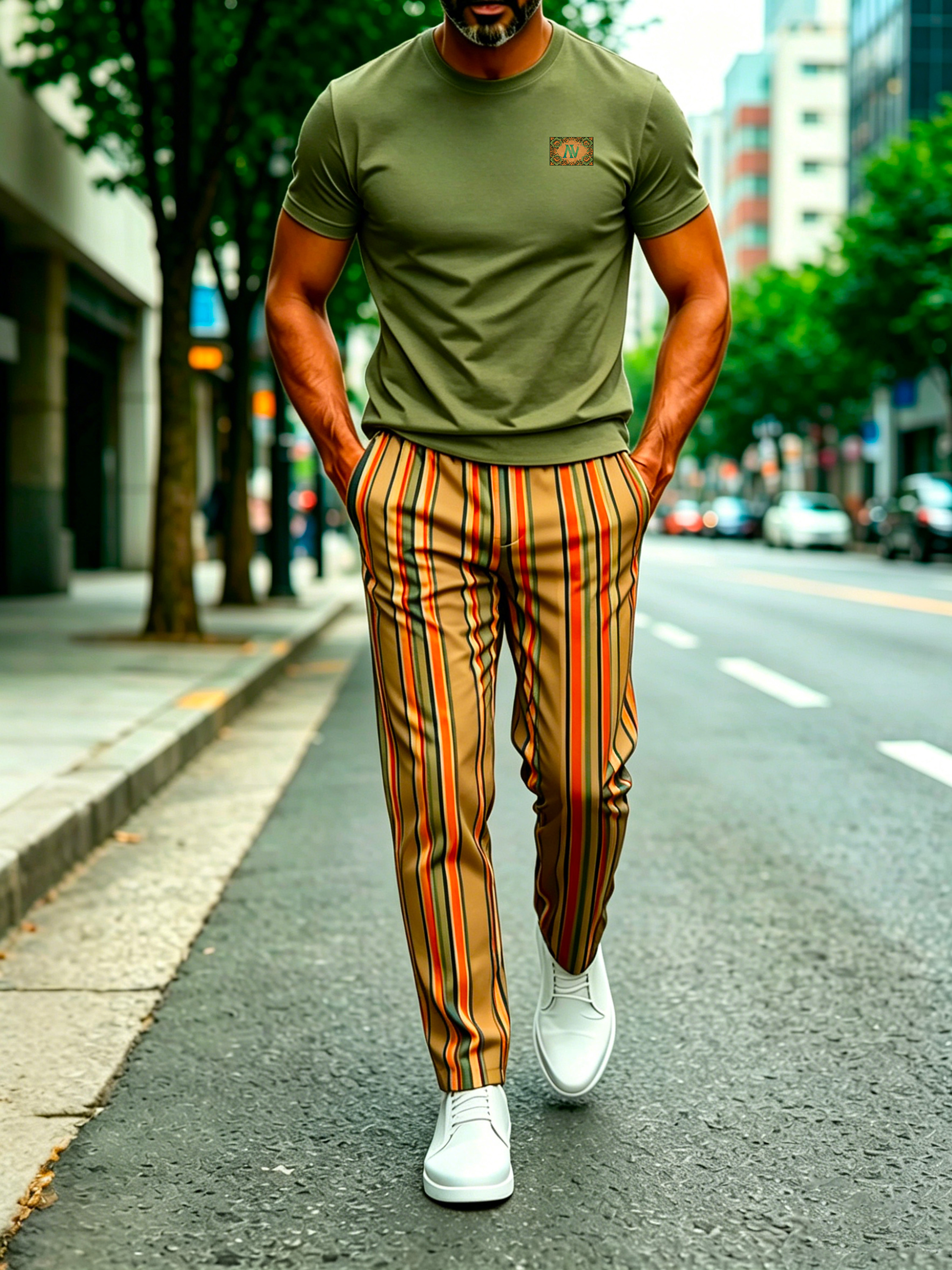 Short Sleeve T-Shirt & Pants Set Luxury Inspired Print Breathable Lightweight 2-Piece Outfit S-5XL