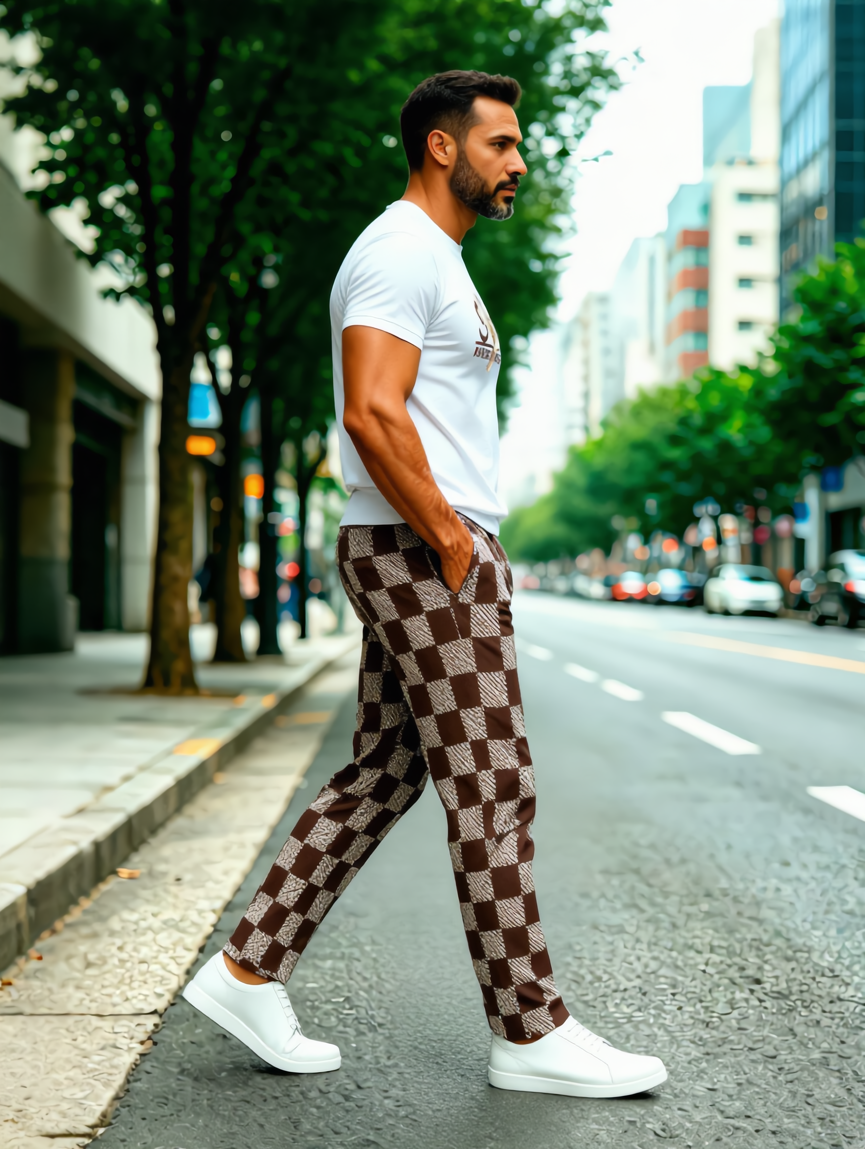 Short Sleeve T-Shirt & Pants Set Luxury Inspired Print Breathable Lightweight 2-Piece Outfit S-5XL