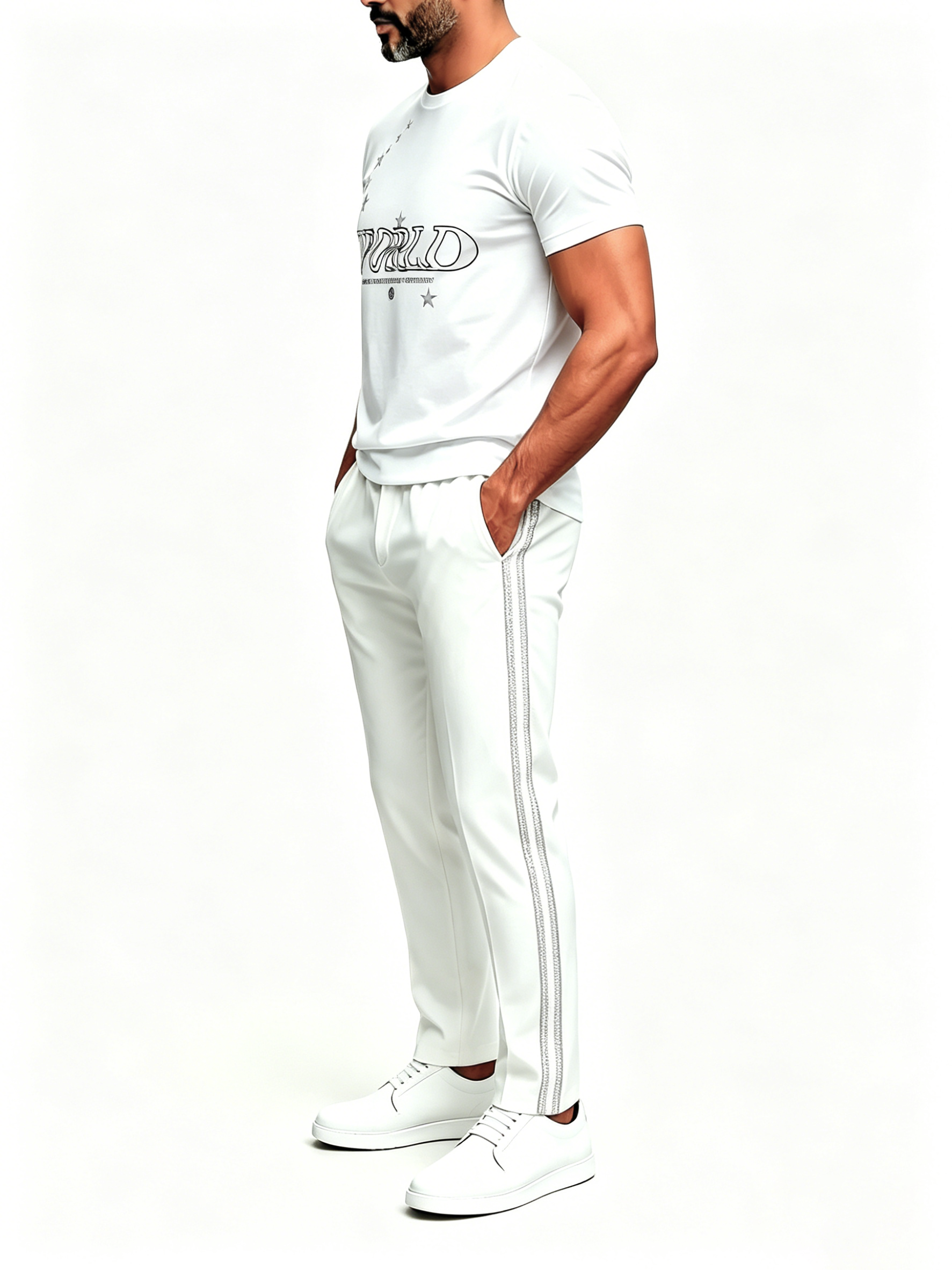 Short Sleeve T-Shirt & Pants Set Luxury Inspired Print Breathable Lightweight 2-Piece Outfit S-5XL