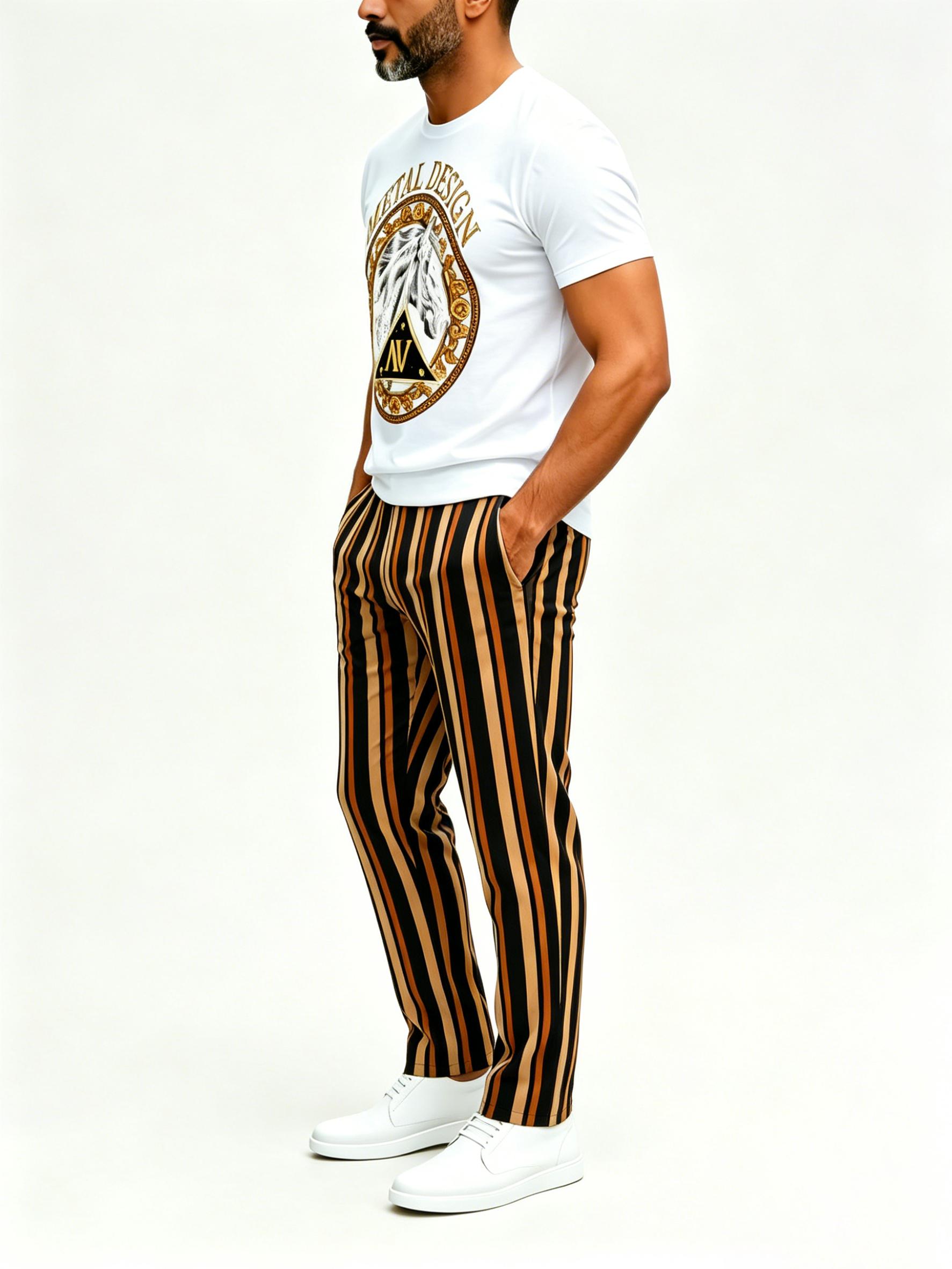 Short Sleeve T-Shirt & Pants Set Luxury Inspired Print Breathable Lightweight 2-Piece Outfit S-5XL