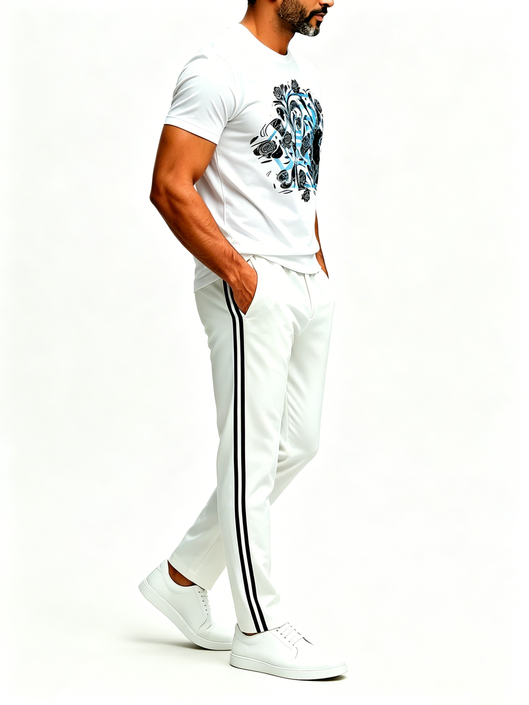 Short Sleeve T-Shirt & Pants Set Luxury Inspired Print Breathable Lightweight 2-Piece Outfit S-5XL