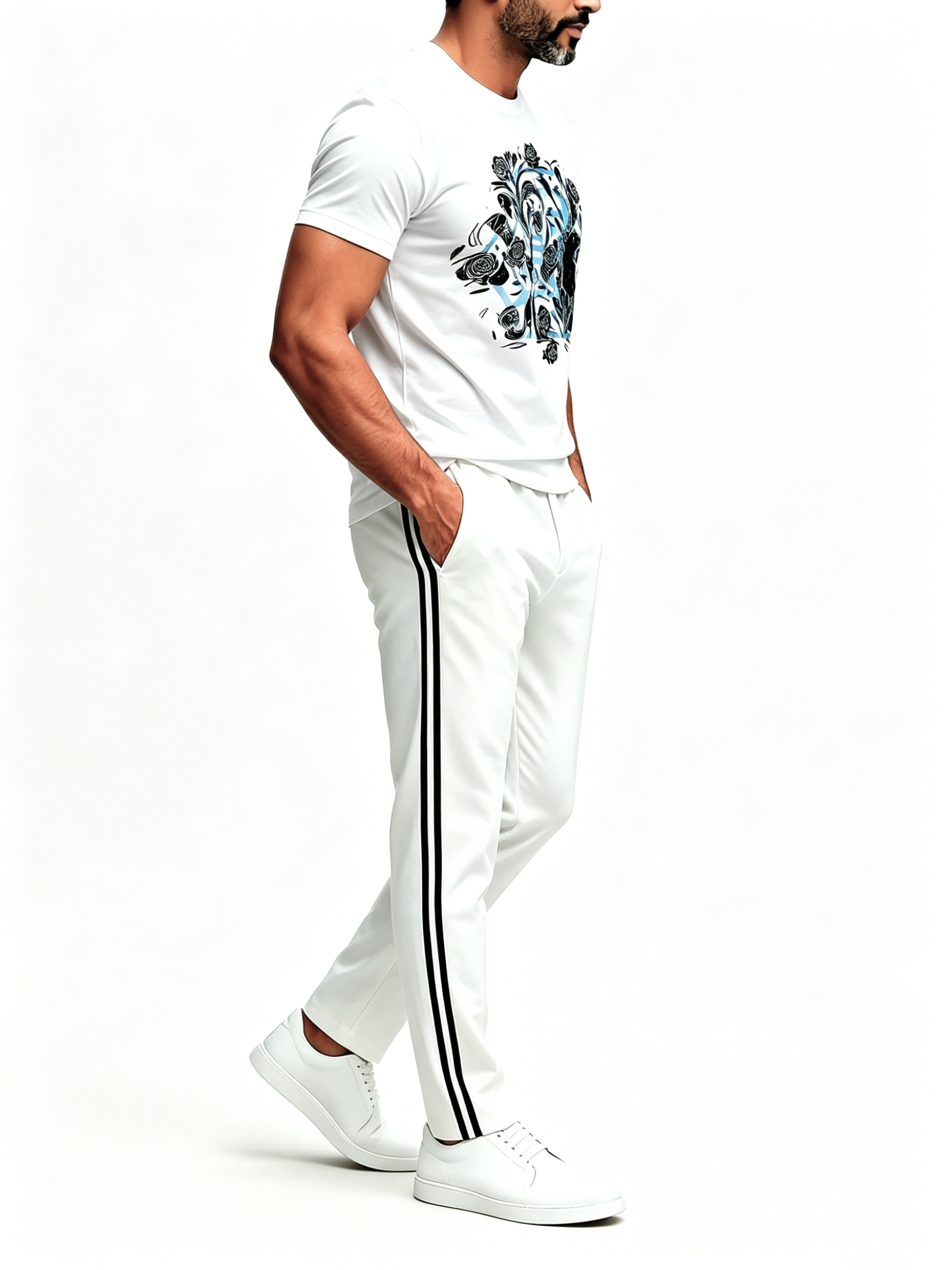 Short Sleeve T-Shirt & Pants Set Luxury Inspired Print Breathable Lightweight 2-Piece Outfit S-5XL